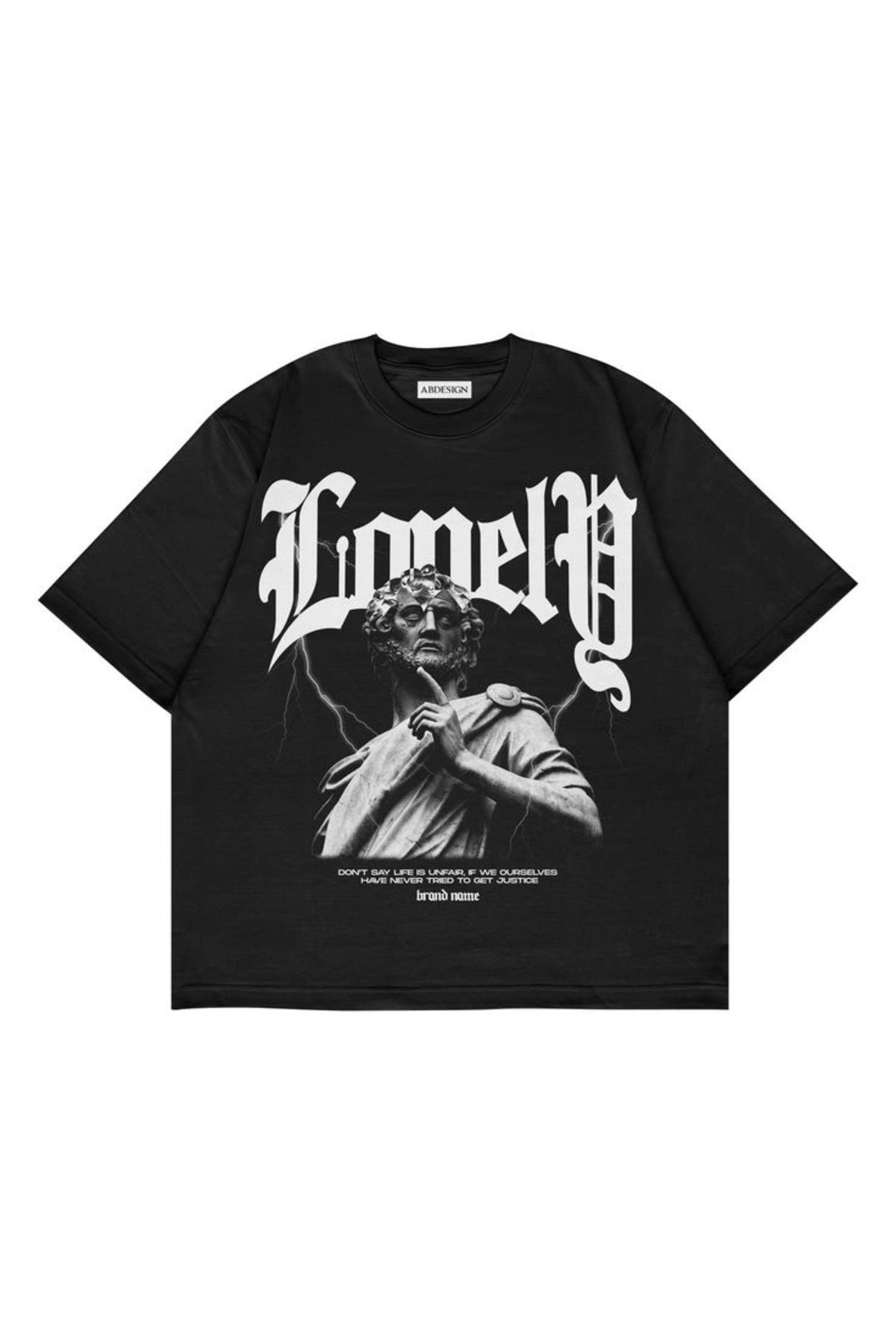 Violon Lonely Baskılı Siyah Renk Oversize T-Shirt