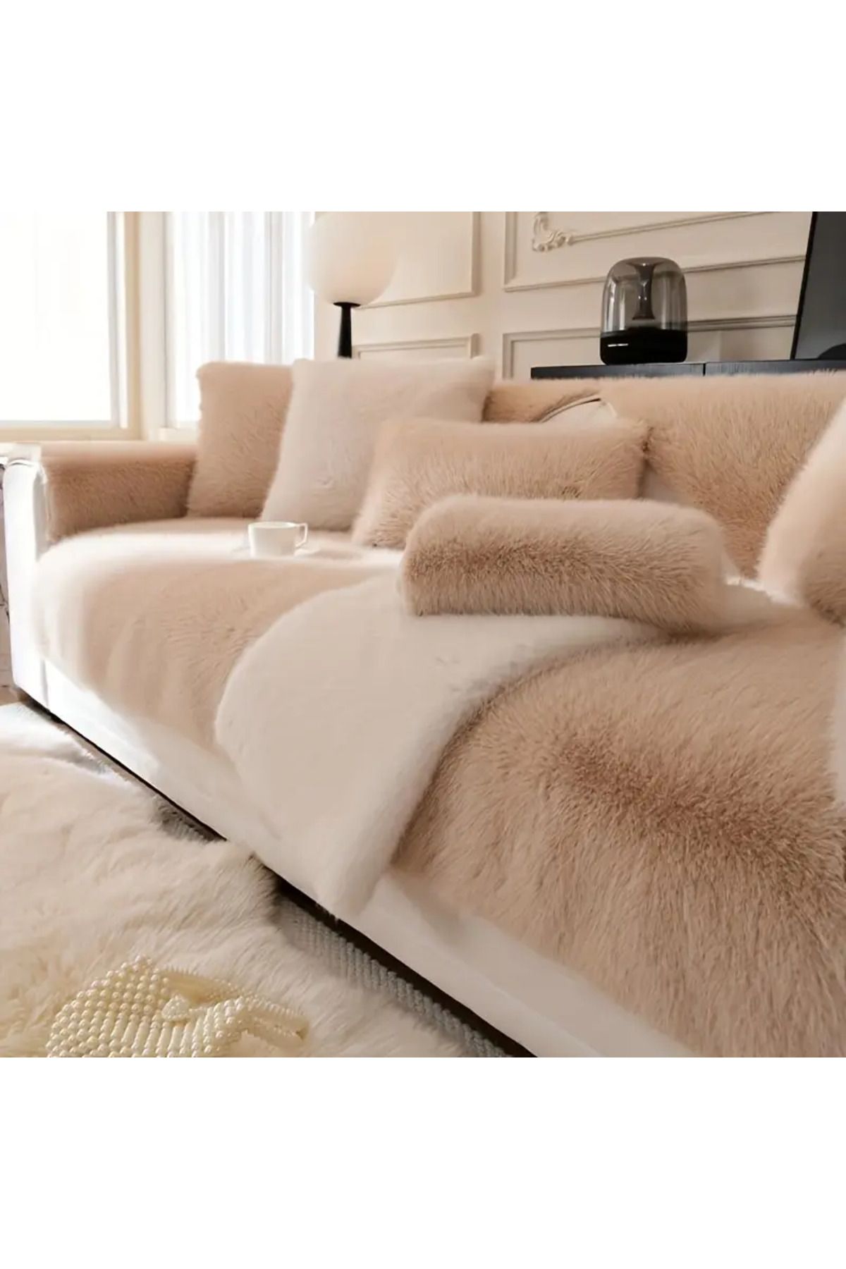 baladı home ev tekstil home collection kalın peluş koltuk örtüsü 75 x 190 cm koltuk kılıf