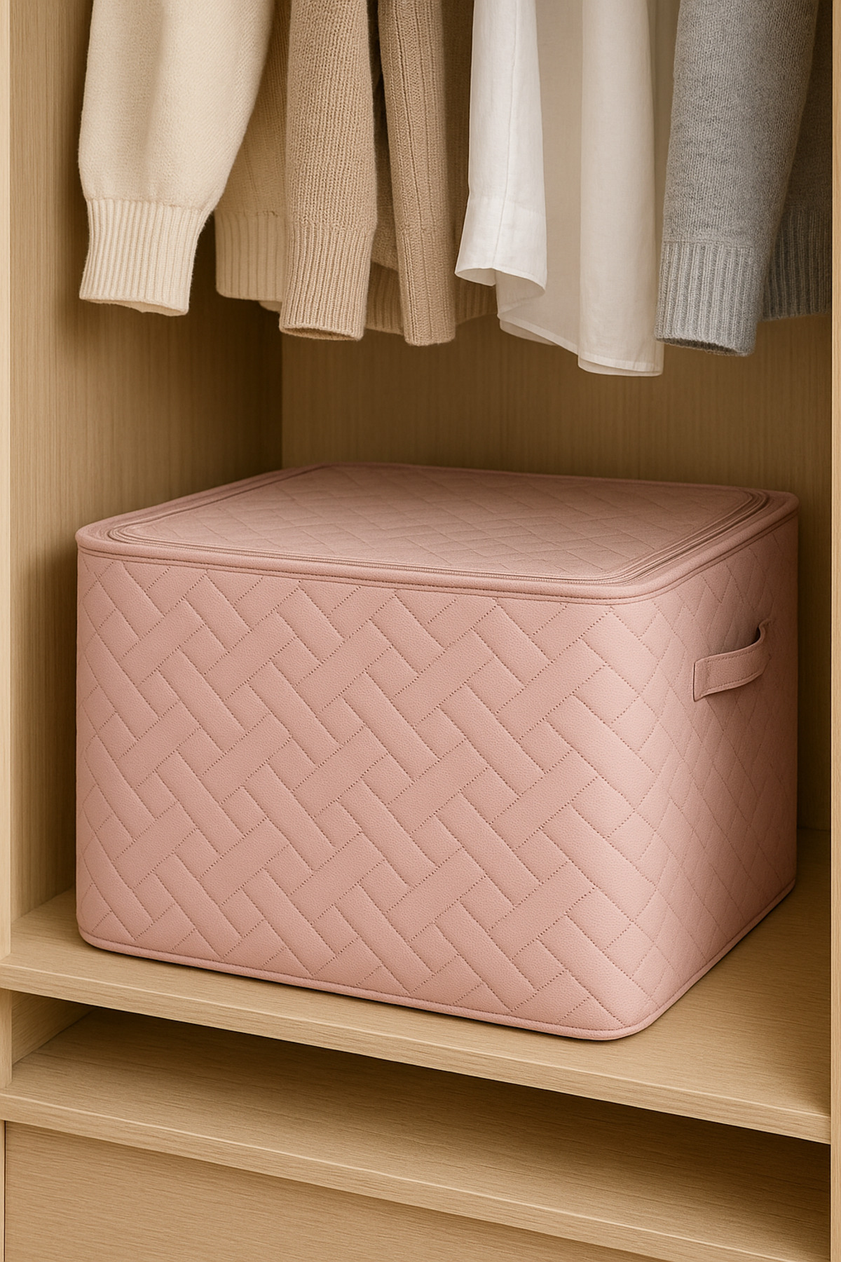 SER&YAT Сгъваема чанта за съхранение на дрехи с макси цип│Кутия за съхранение с цип & чанта 40x50x30 cm