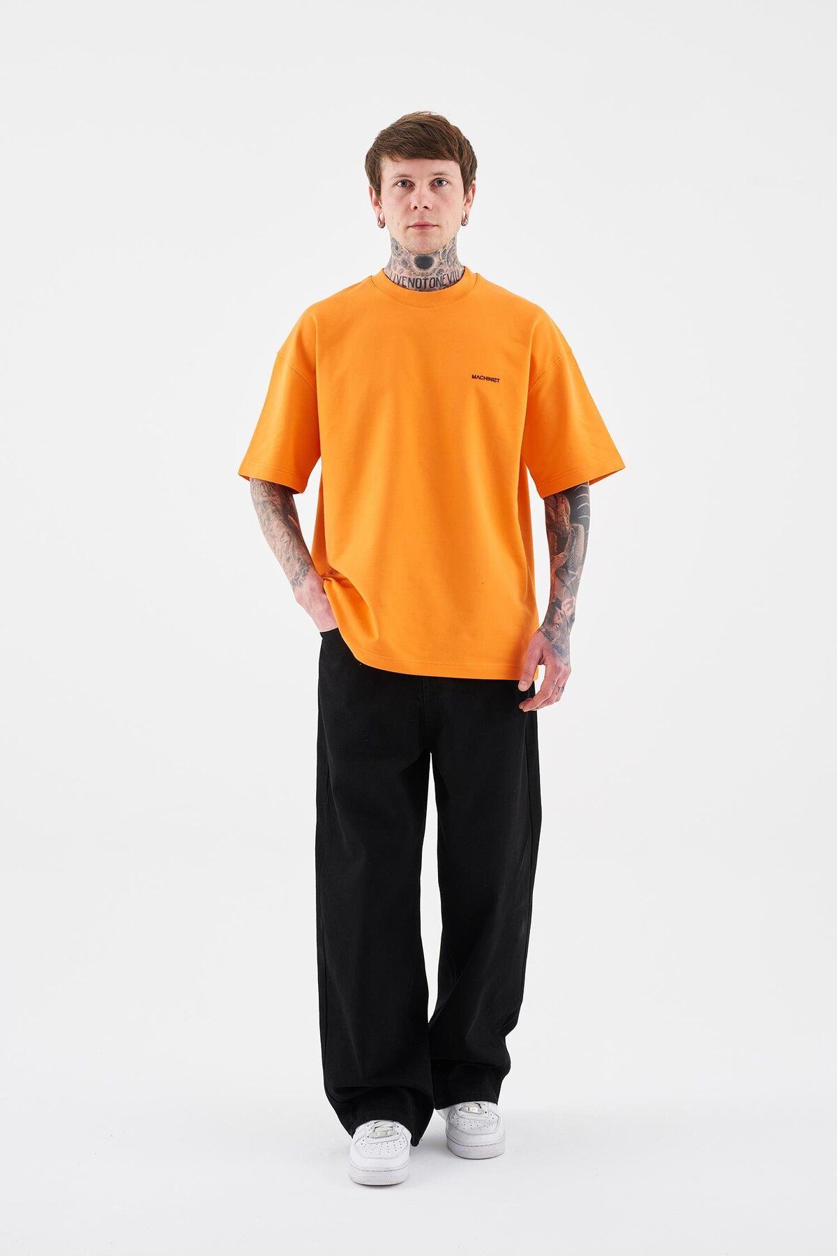 Machinist-Men's Solid Basic Cotton Oversize Orange T-Shirt 6