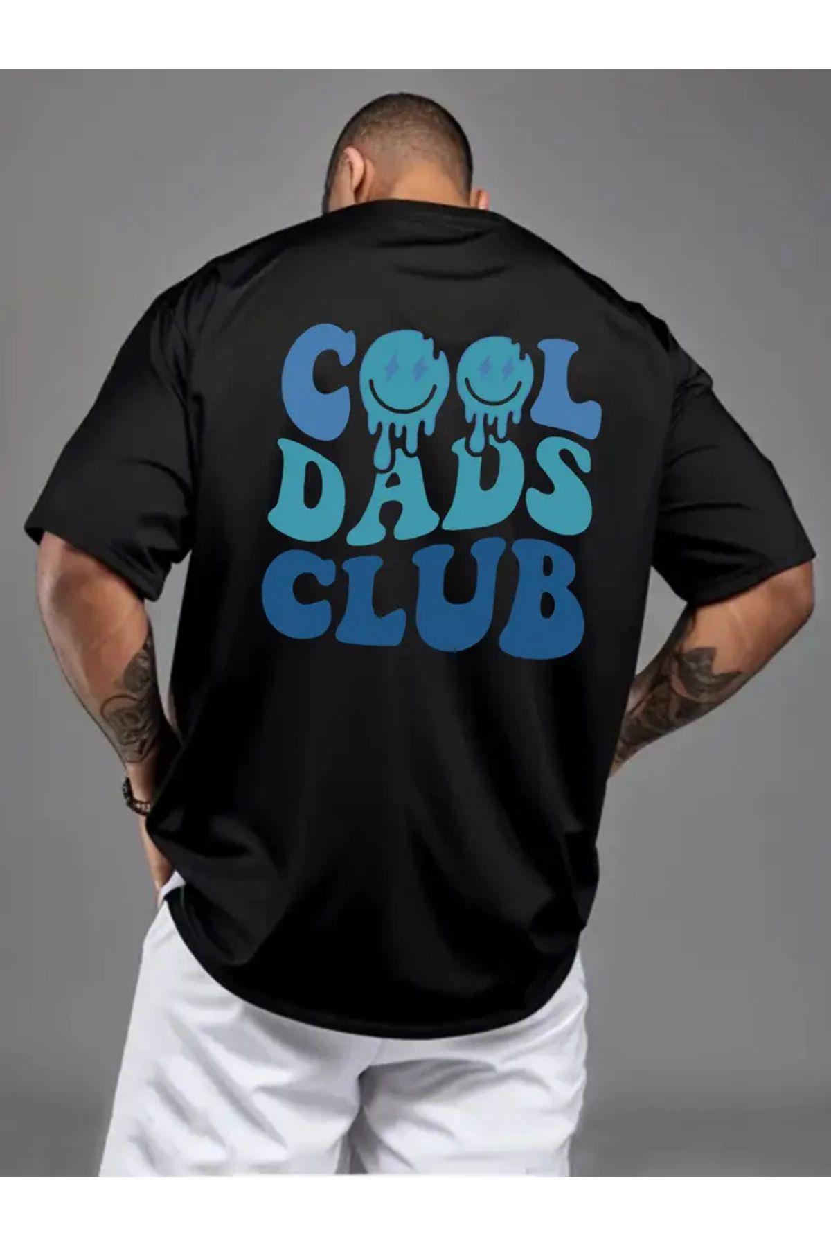 AEMİ Unisex Cool Dads Club Baskılı %100 Pamuk Oversize T-shirt
