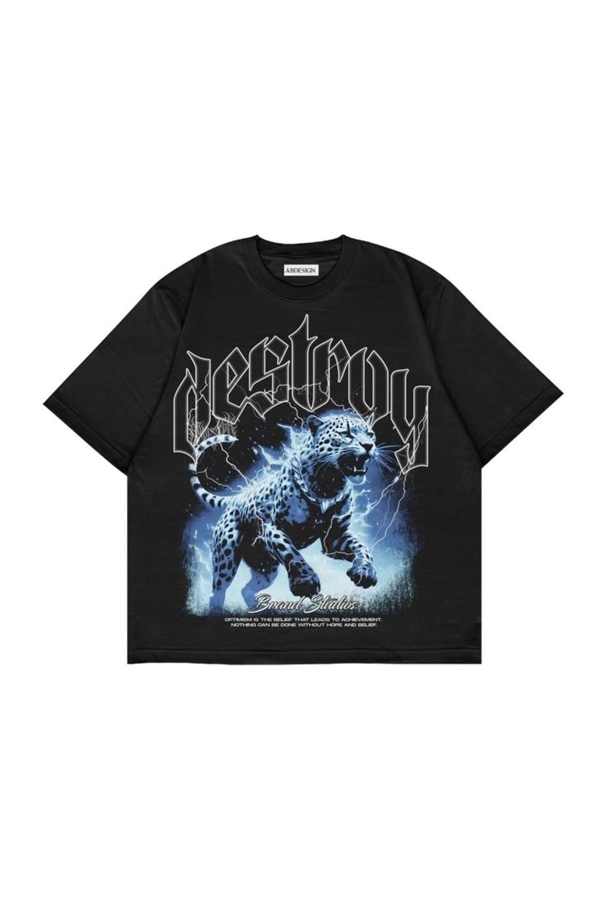 Violon Destroy Baskılı Siyah Renk Oversize T-Shirt