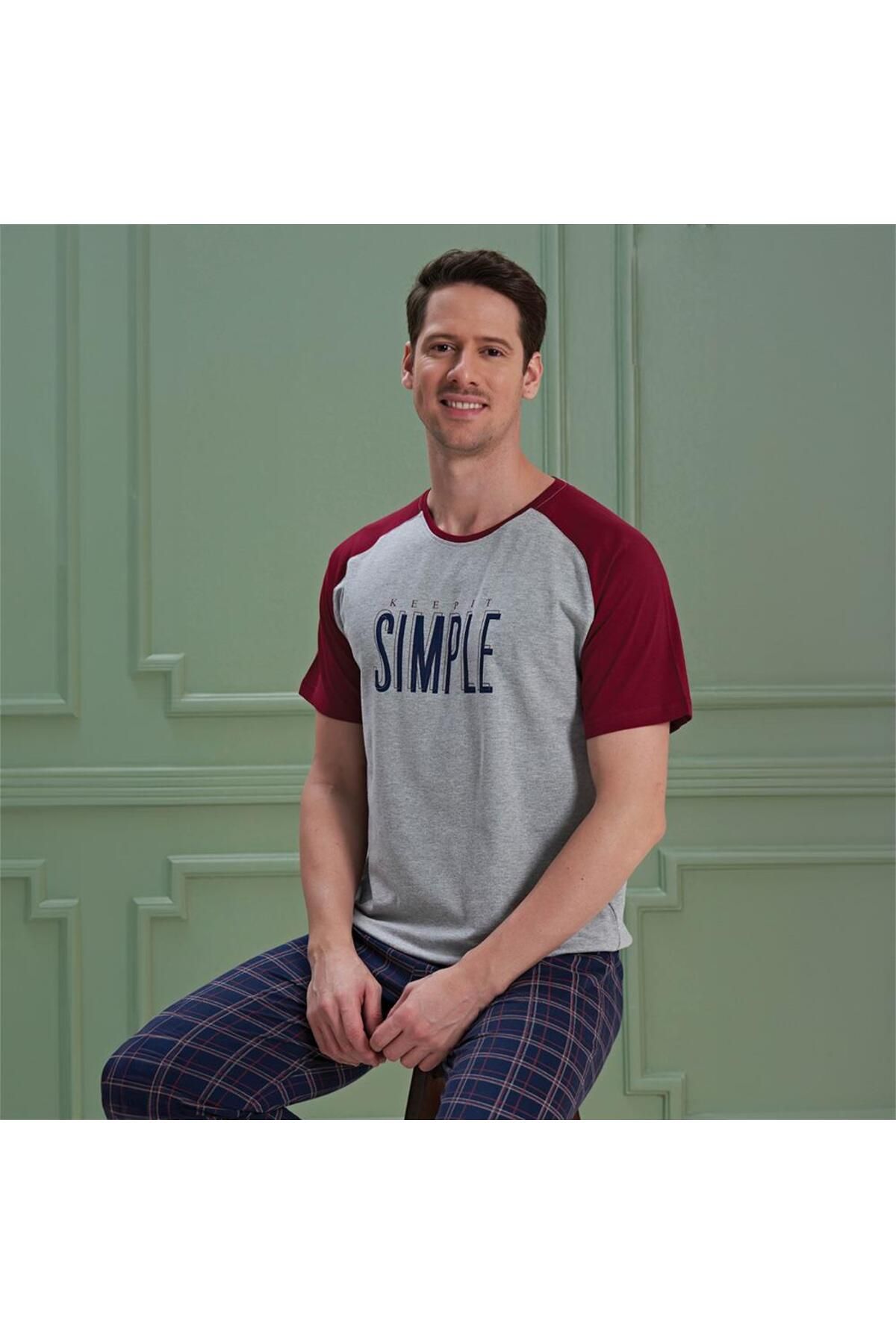 Over Sleep by Poleren Over Sleep 1086 Erkek Kısa Kol Pijama Takım