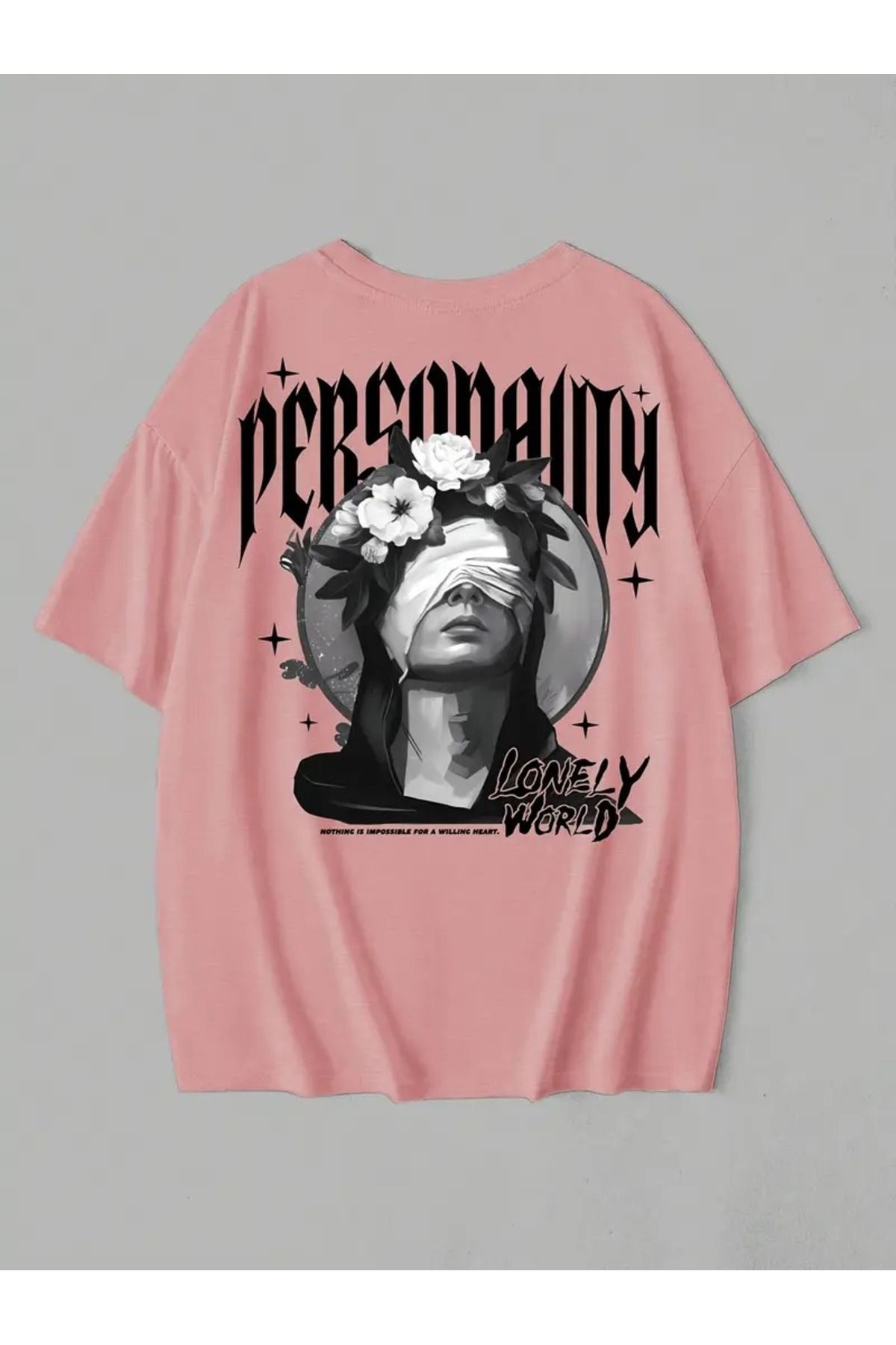 LAND MODA Kadınların Büyük Beden Rahat Grafik T-Shirt - Bol Kesim, Yuvarlak Yaka, Kısa Kollu