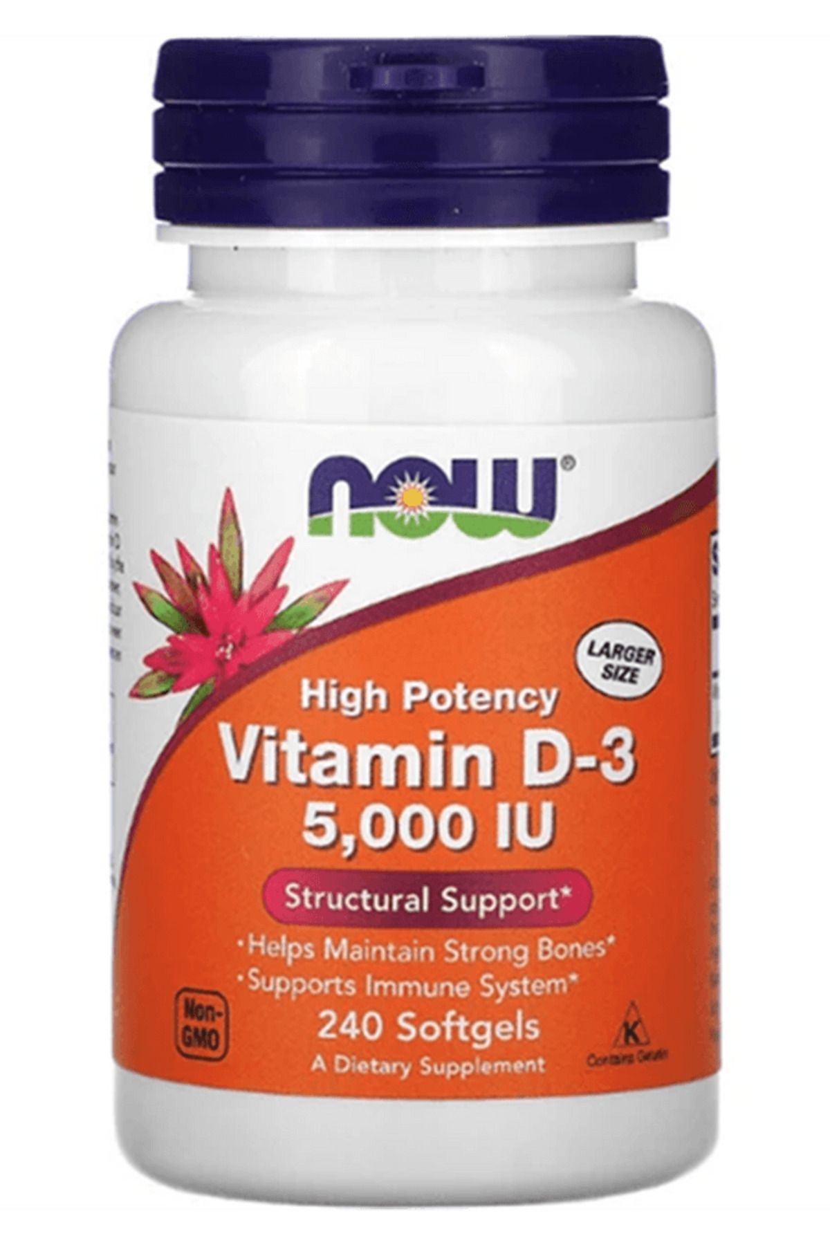 Now Foods High Potency Vitamin D-3 125 Mcg (5,000 IU) 240 Softgels
