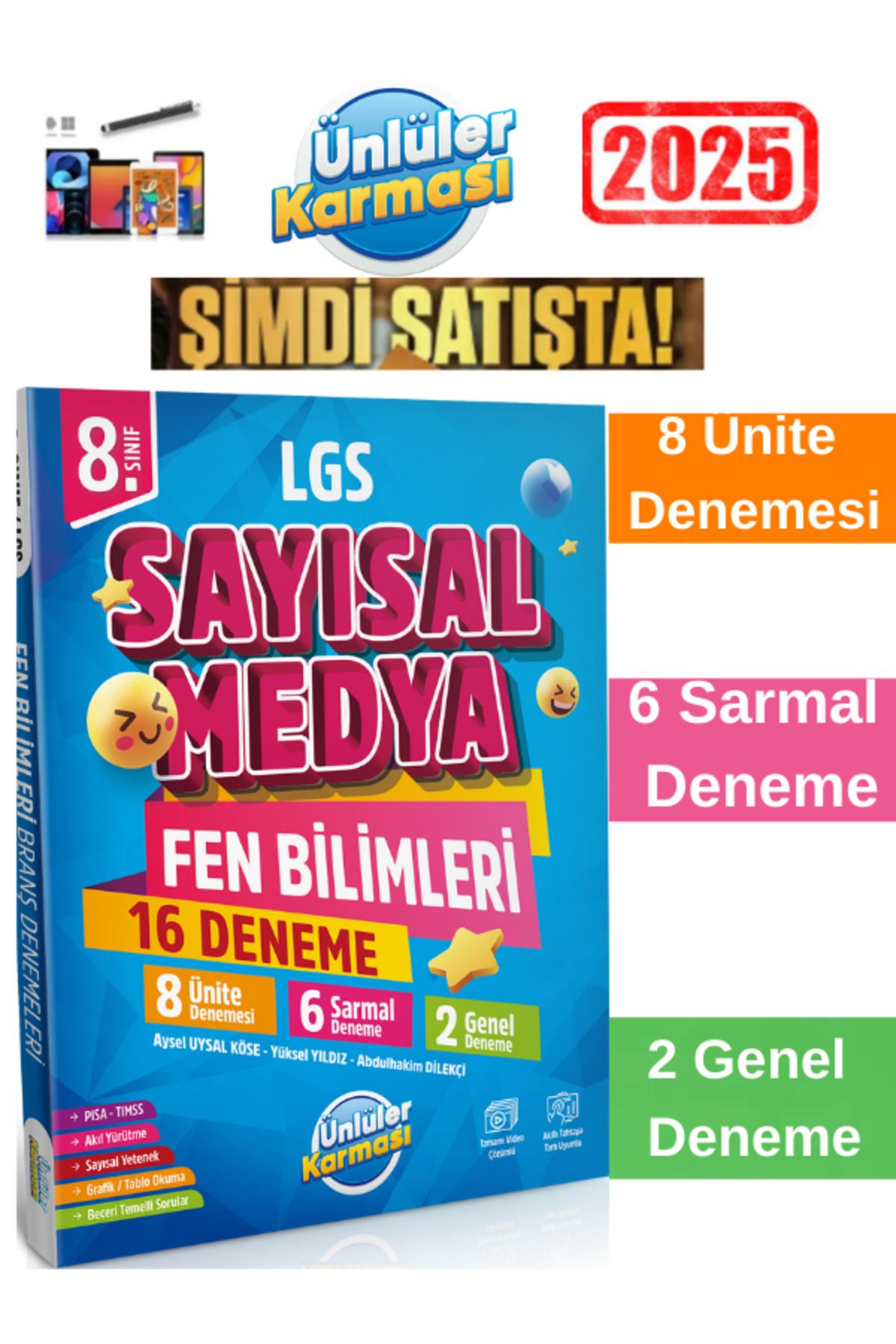 Ünlüler Karması 2025 SAYISAL MEDYA 8.SINIF Fen Bilimleri 16 DENEME(Yeni Ürün)+Android Kalem