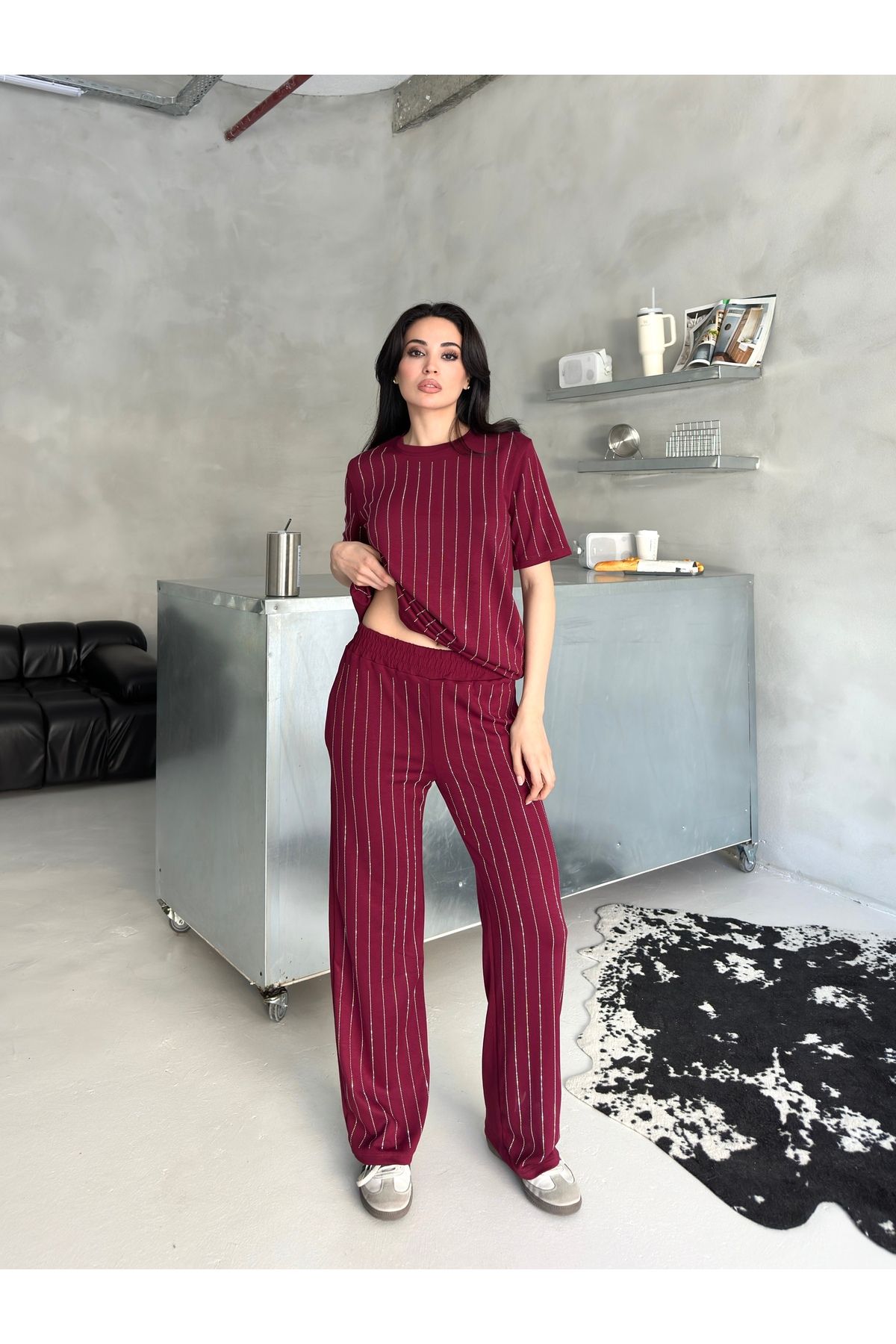 orjinal blue b Çizgili Taşlı Alt Üst Takım