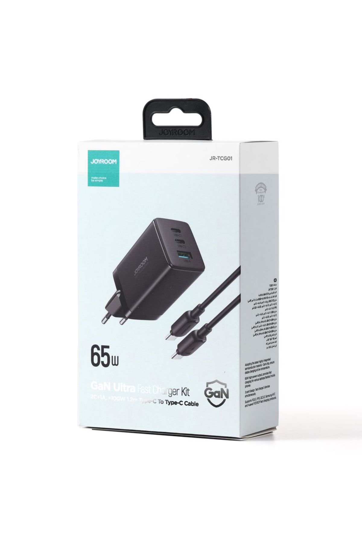 REDz Accessories-Adaptor de priză 65w tip C, cablu 3 în 1, Joyroom Jr-tcg01, 2 porturi USB x tip C, negru 12