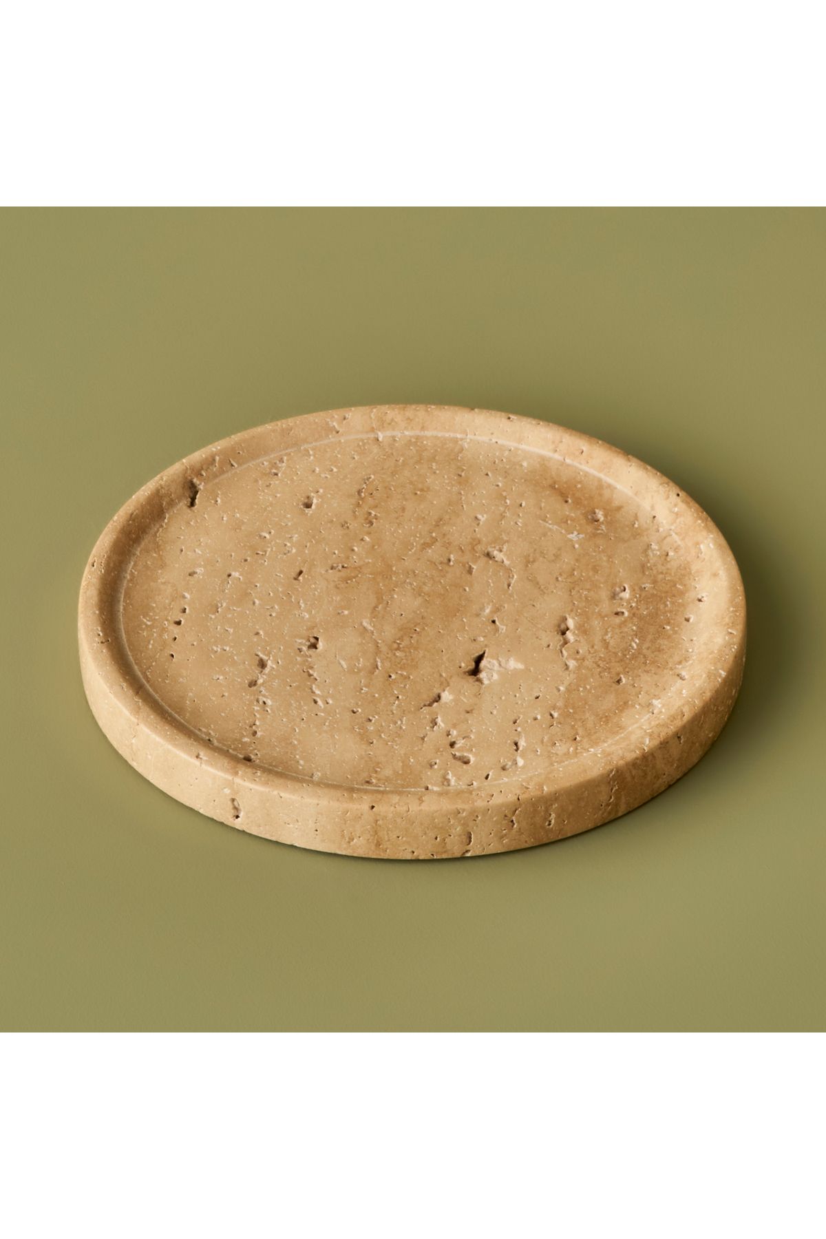 Bella Maison Ephesus Traverten Yuvarlak Dekoratif Tabak Naturel (20x20 cm)
