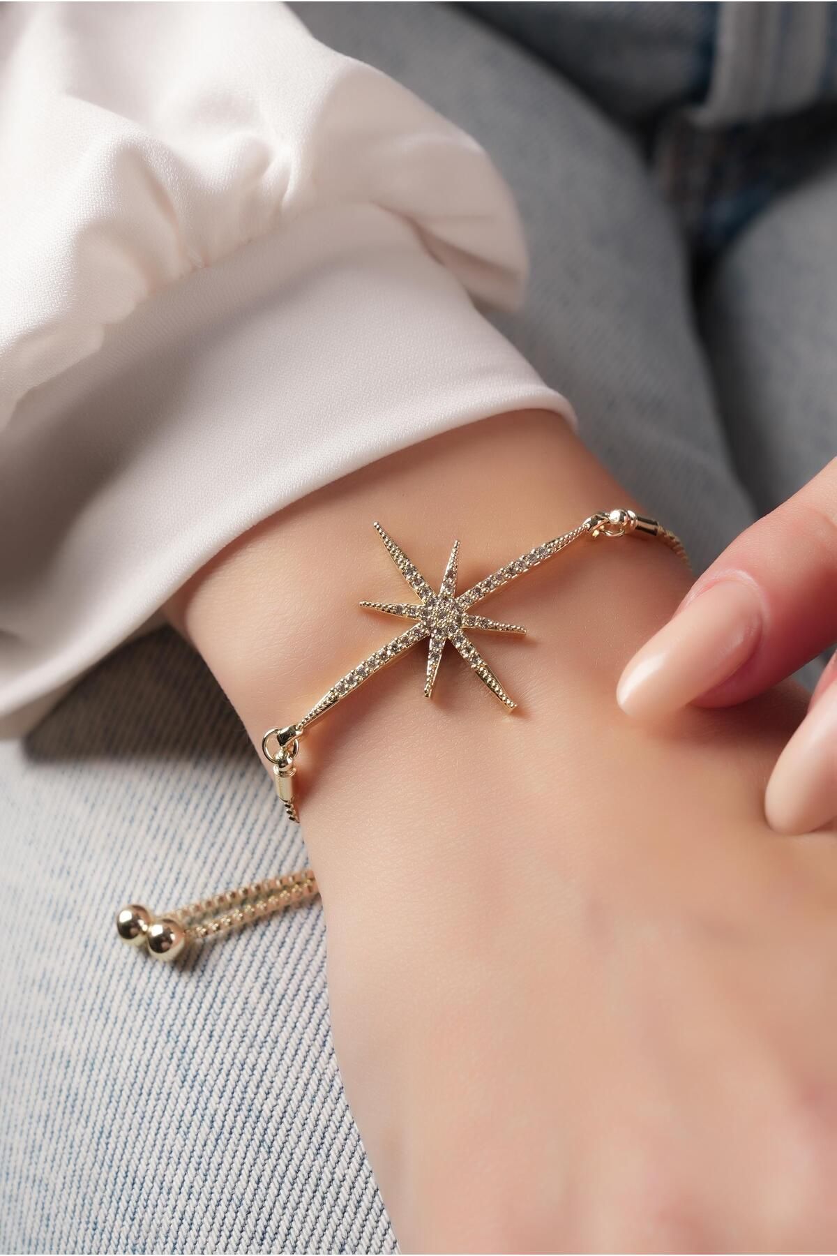 Çlk Accessories Premium Asansörlü Taşlı Büyük Kuzey Yıldız Bileklik 70897