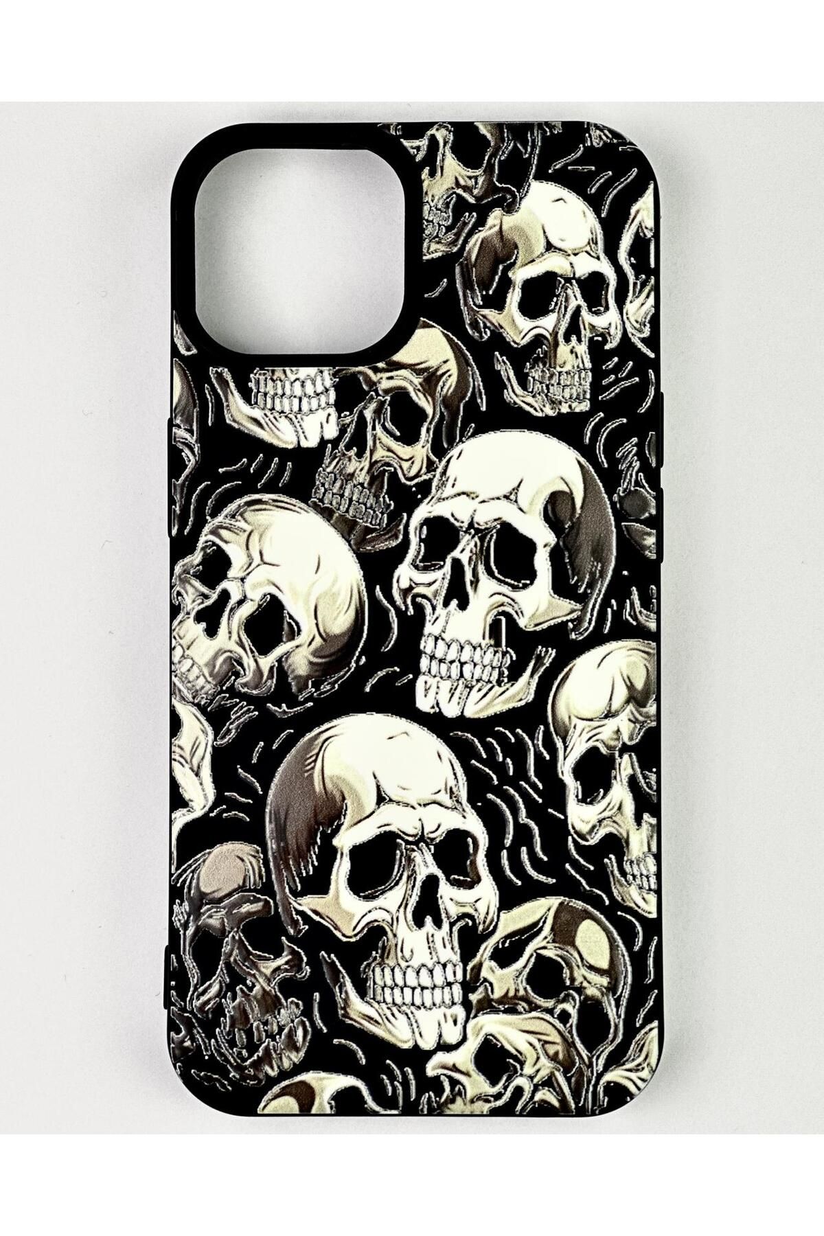 Vip Case iPhone 13 Uyumlu KURU KAFA Desenli İçi Kadife Kamera Çıkıntılı LSR KILIF 277