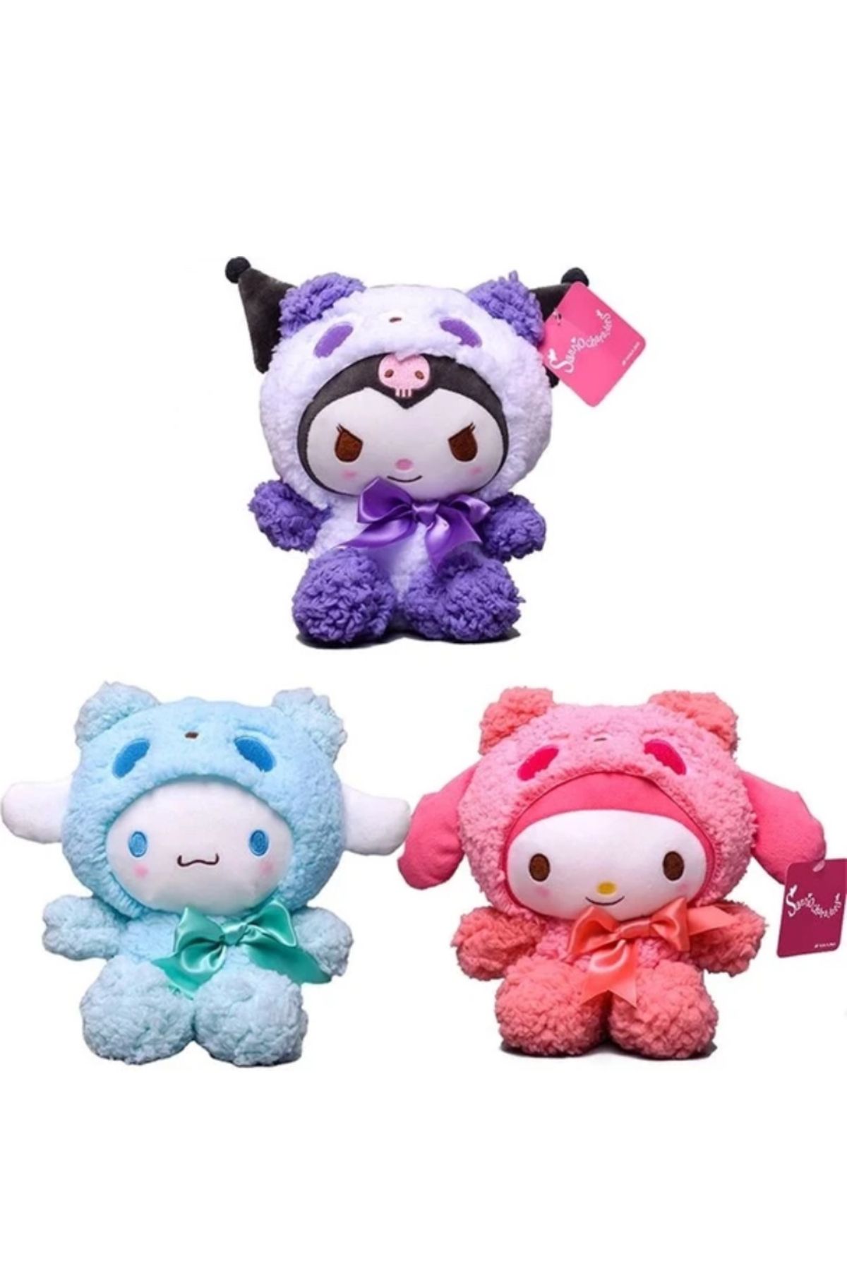 UYGUN ELEKTRONİK Sanrio Sakura My Melody Cinnamoroll Kuromi Peluş Oyuncak 3'lü 25 Cm Doğum Günü Hediye Kore Tarzı