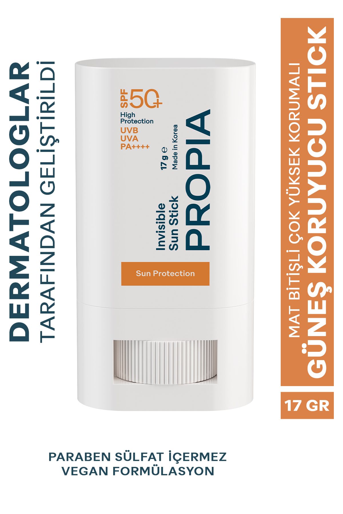 Yüksek Güneş Koruma Faktörlü (SPF 50+, PA++++) Mat Bitişli Şeffaf Sun Stick 17 g (Yüz&Vücut)