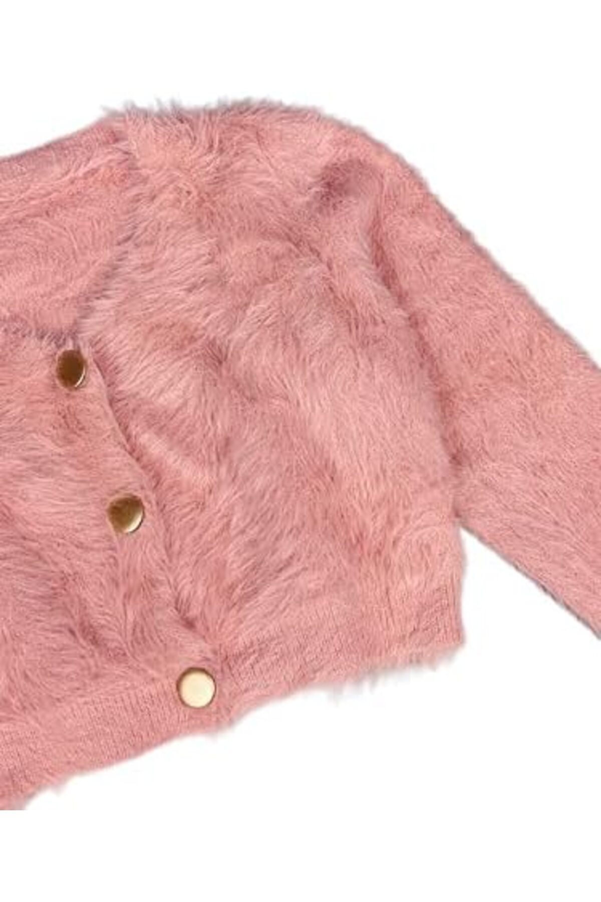 جاكيت وردي قصير من الموهير بأزرار ذهبية لامعة للنساء والفتيات من بونكا