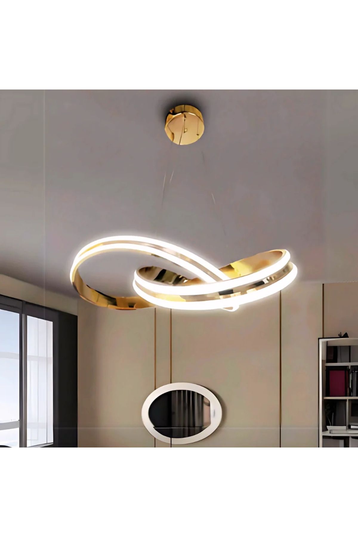 Elektroyou Astera Gold Kaplama 3 Renk Ledli Modern Özel Tasarım Sarkıt Ledli Avize Led Avize