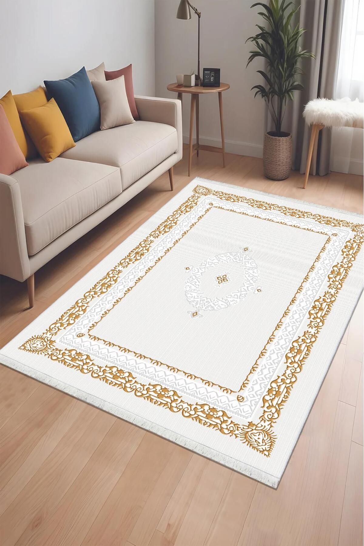 VOPTEKS Gold Halı Salon Halısı Makinede Yıkanabilir Halı Kaymaz Taban Halı