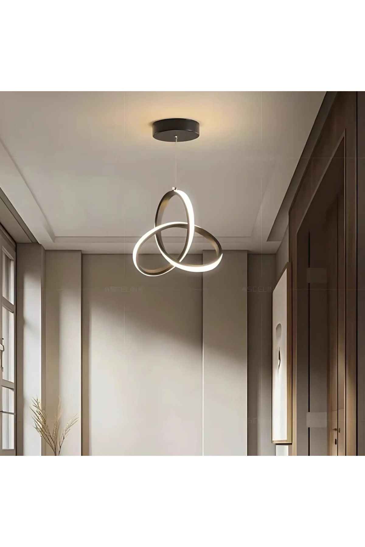 Elektroyou Asya Siyah Ultra Power Beyaz Ledli Avize Sarkıt Tekli Avize