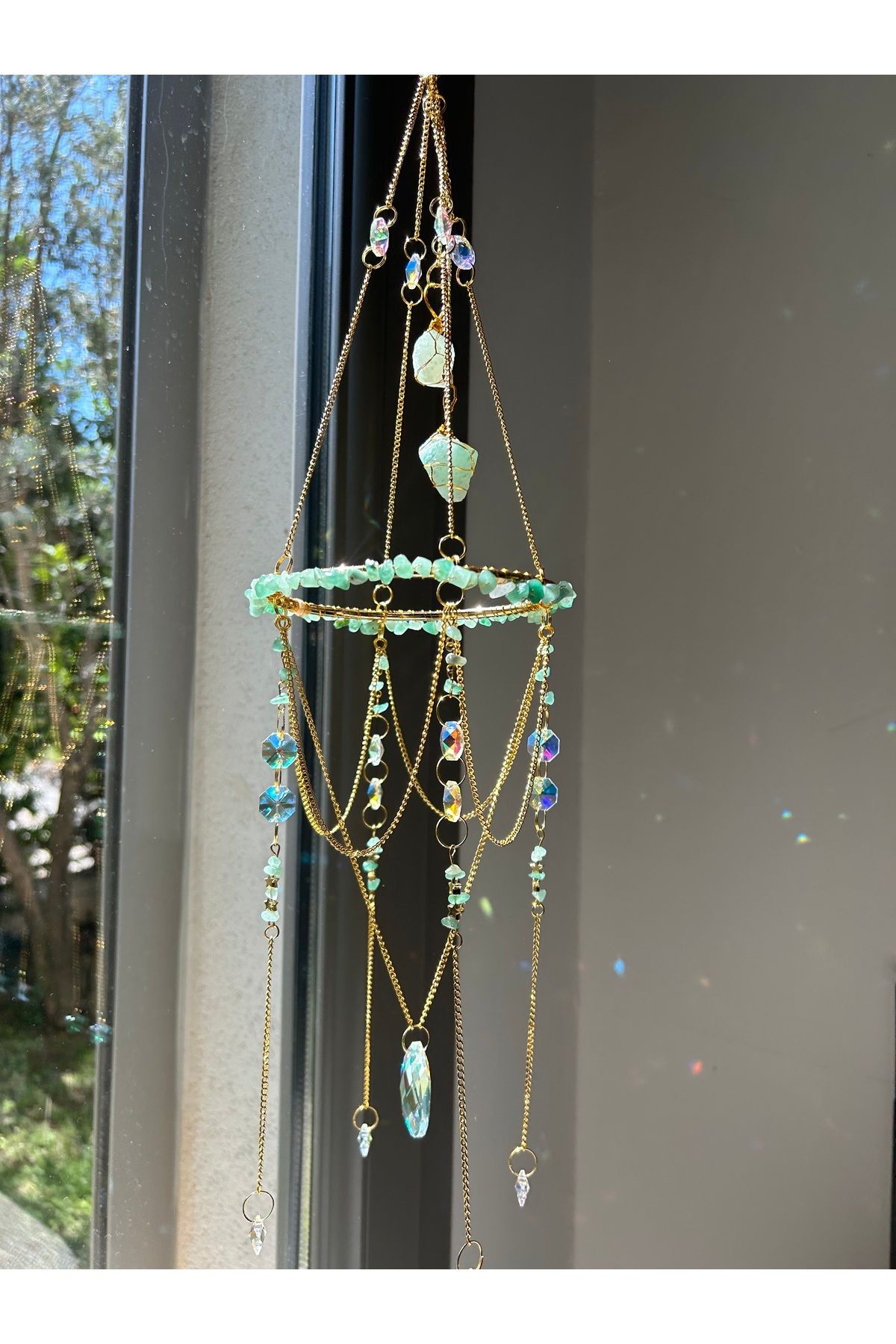 solmyst atelier Aventurin Sun Catcher 6 - Güneş Tutucu, Güneş Yakalayıcı, Doğal Taşlı, El Yapımı
