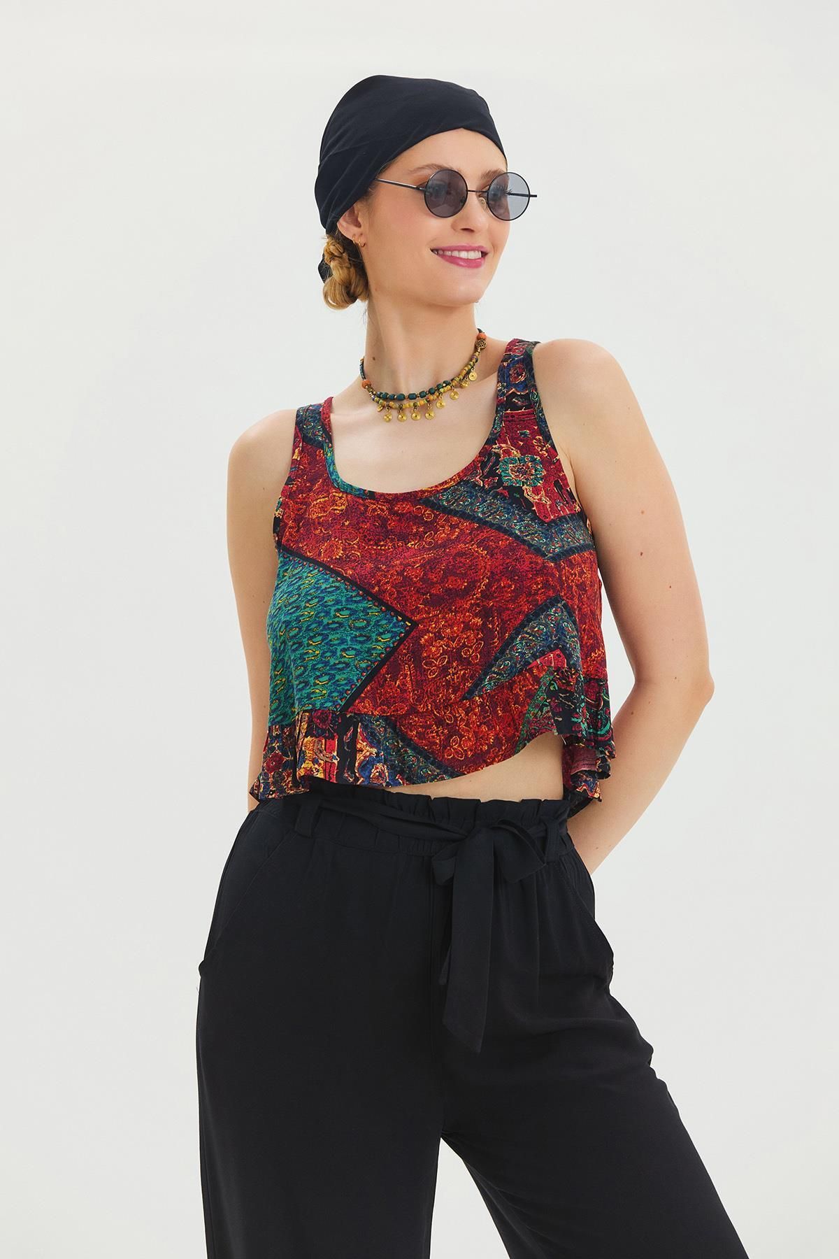 Los banditos Kalın Askılı Crop Bluz