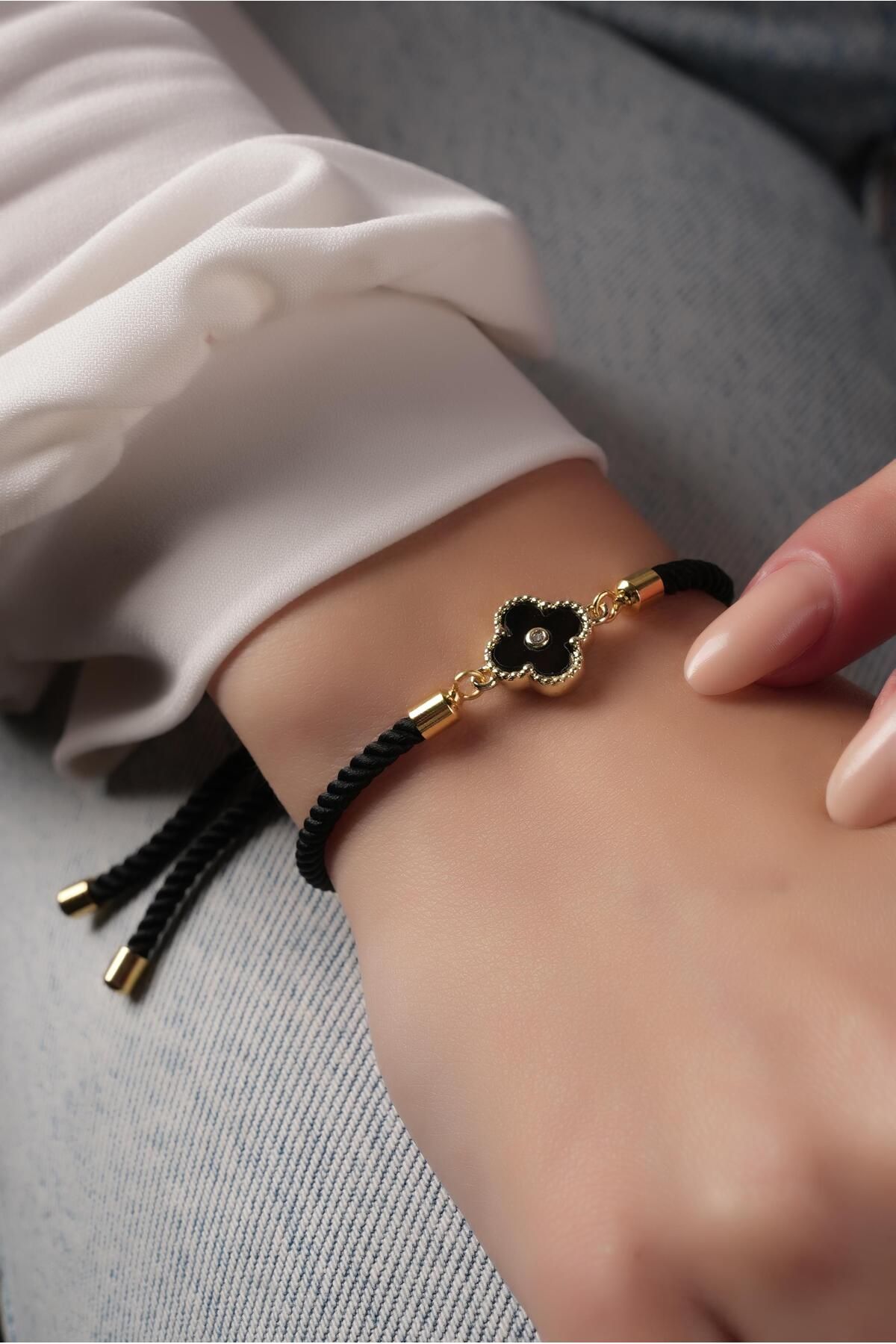 Çlk Accessories Premium Asansörlü Mineli Yonca İp Bileklik 70891