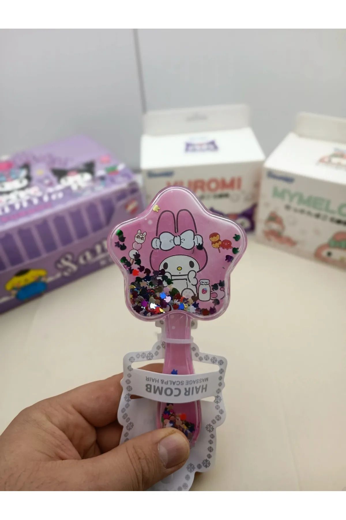 zeynobella Sanrio Kawaii My Melody Tarak Içi Simli Pullu Mini Tarak Lüx Hediyelik Ürünler