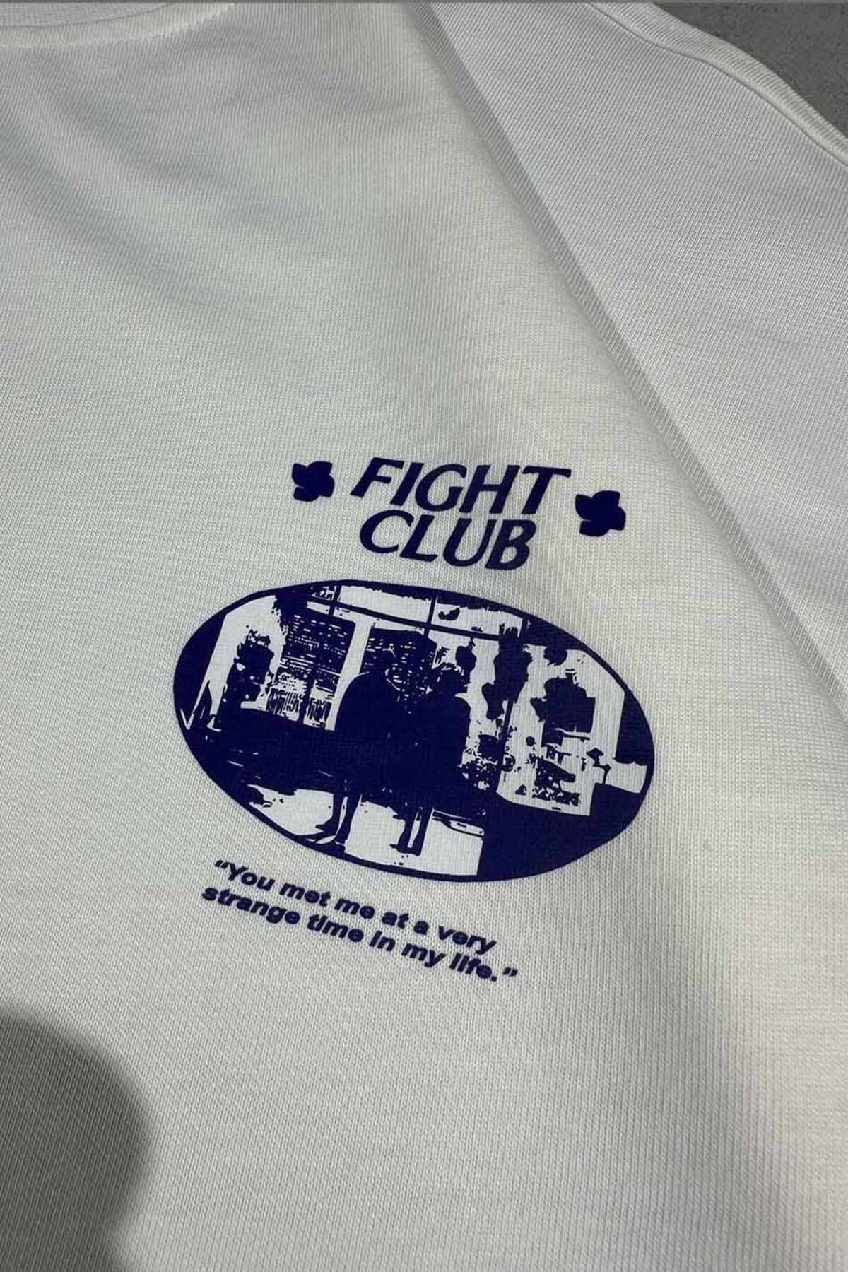 1887CLO Fight Club Baskılı Dikiş Detaylı Oversize Tişört