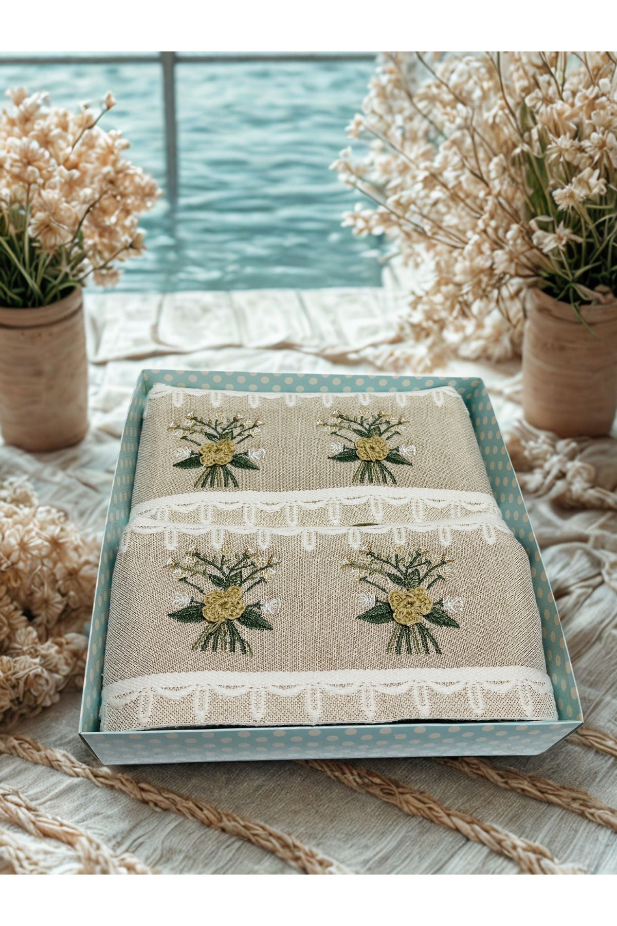 Home Anneler Günü Hediye Kutusu I %100 Pamuk 2'li Mutfak Havlusu 30x50