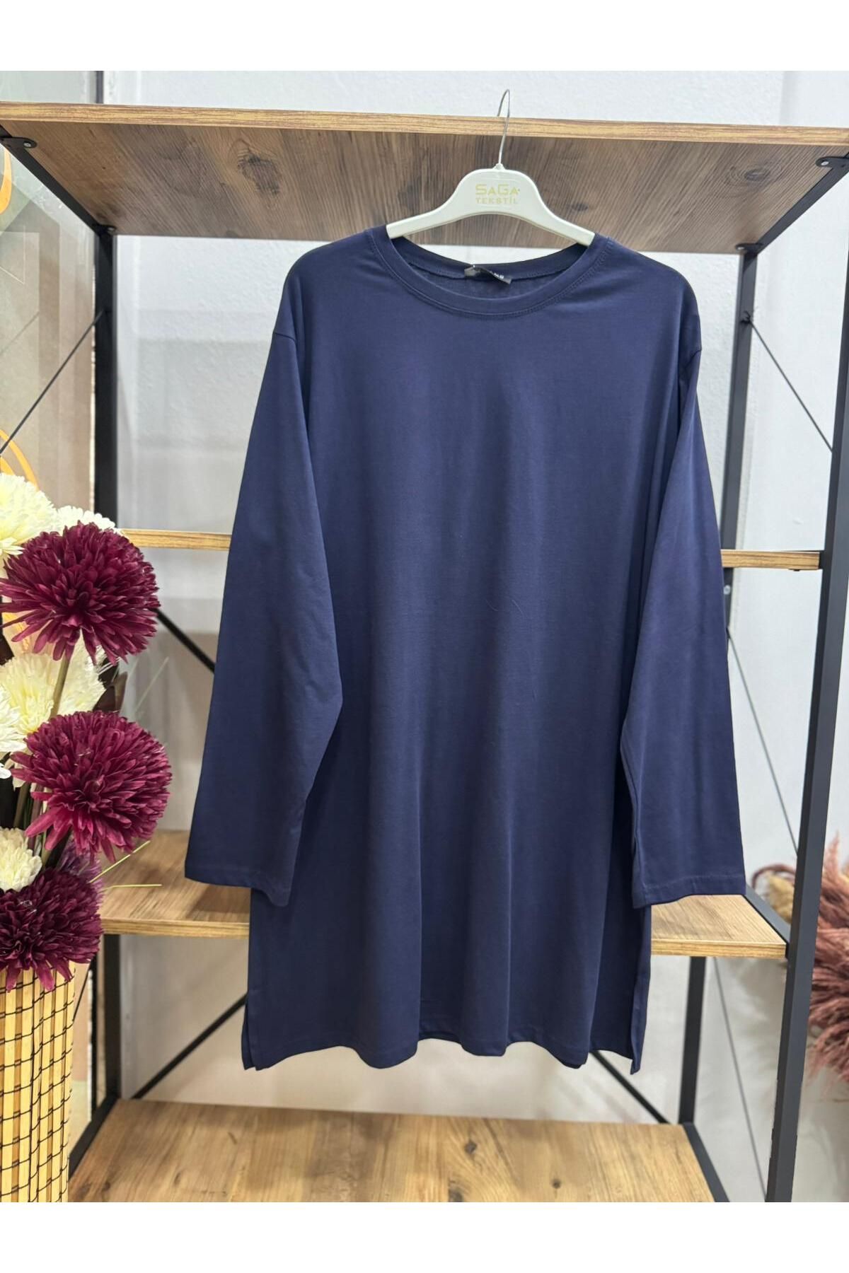 ÖZNE BUTİK Kadın %100 Pamuklu Bisiklet Yaka Basic Penye Tunik