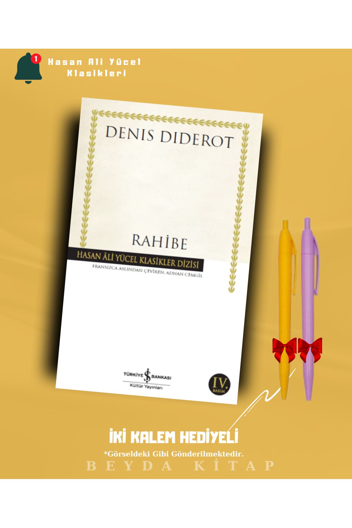 TÜRKİYE İŞ BANKASI KÜLTÜR YAYINLARI Rahibe - Denis Diderot - İki Kalem Hediyeli - Hasan Ali Yücel Klasikleri - HAYKLM