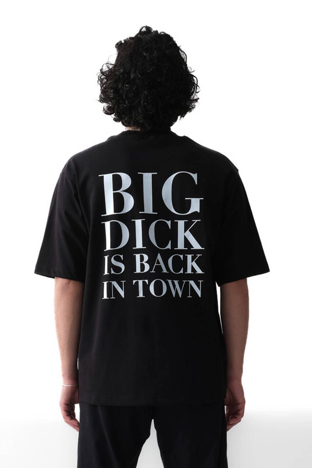 1887CLO Big Dick Baskılı Siyah Oversize Tişört