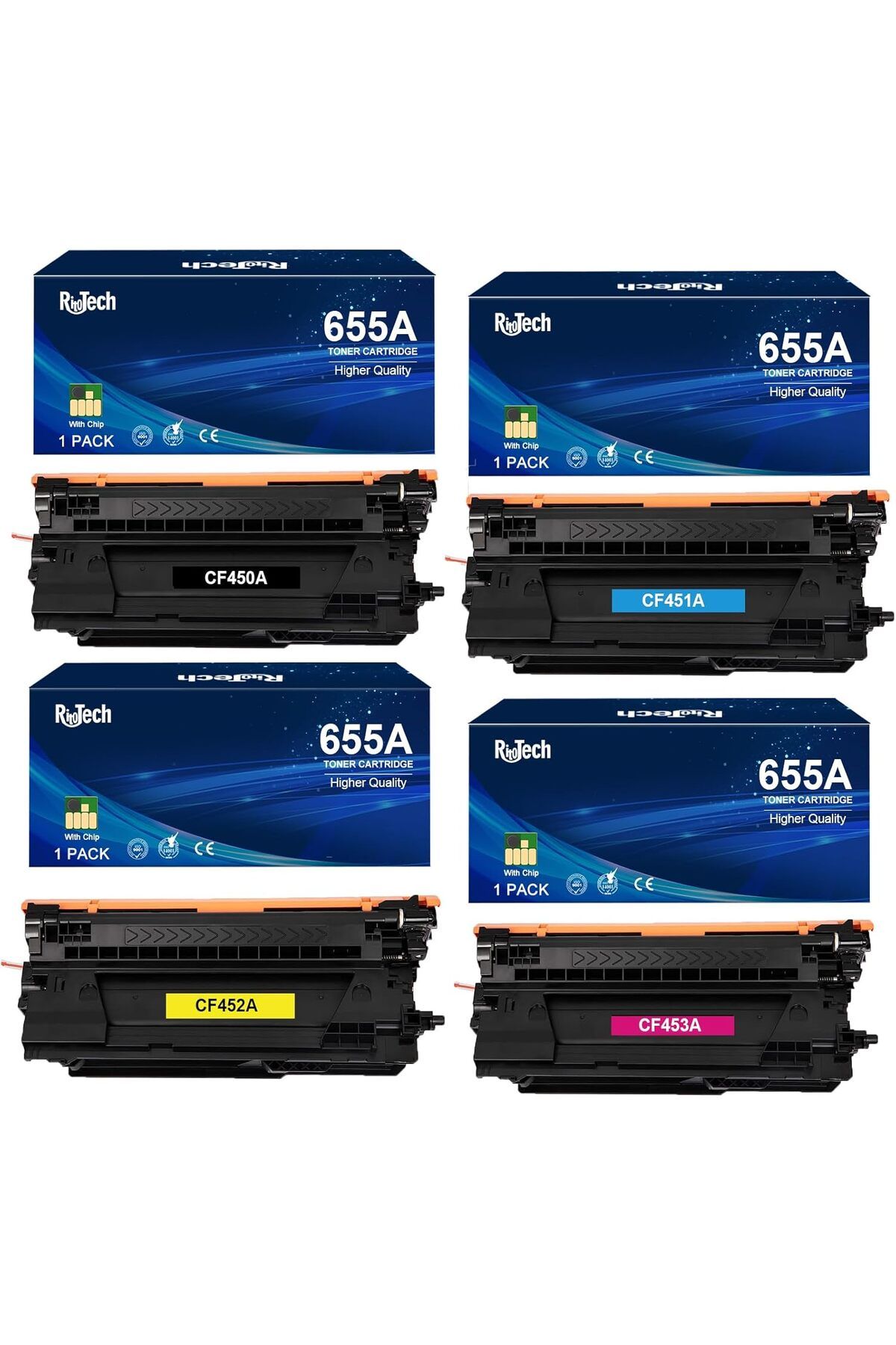 HP 655 A CF450A for HP Color M652 M653 M652n M652 M653dn M653x M653,Black Cyan Yellow Magenta,
