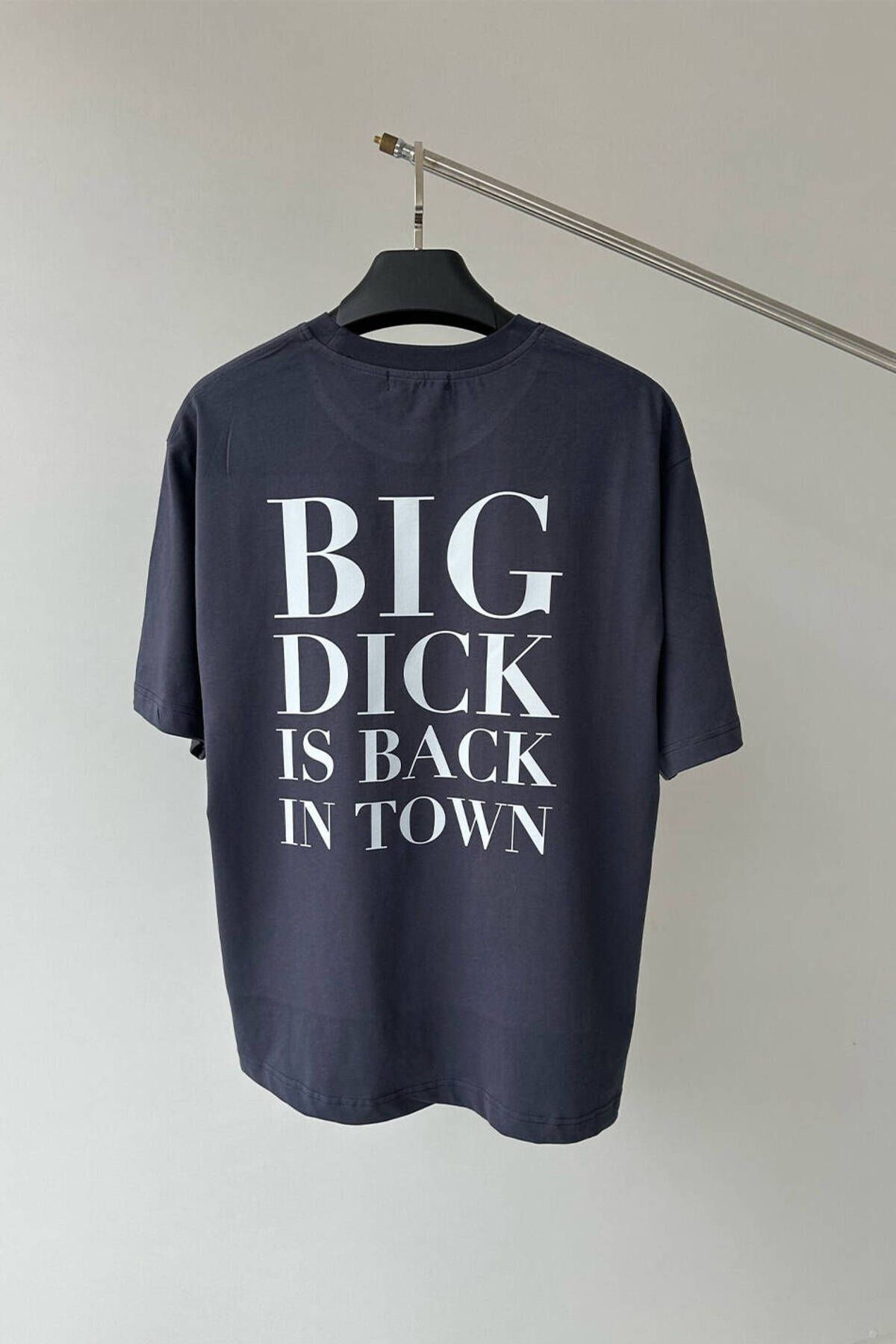 1887CLO Big Dick Baskılı Antrasit Oversize Tişört