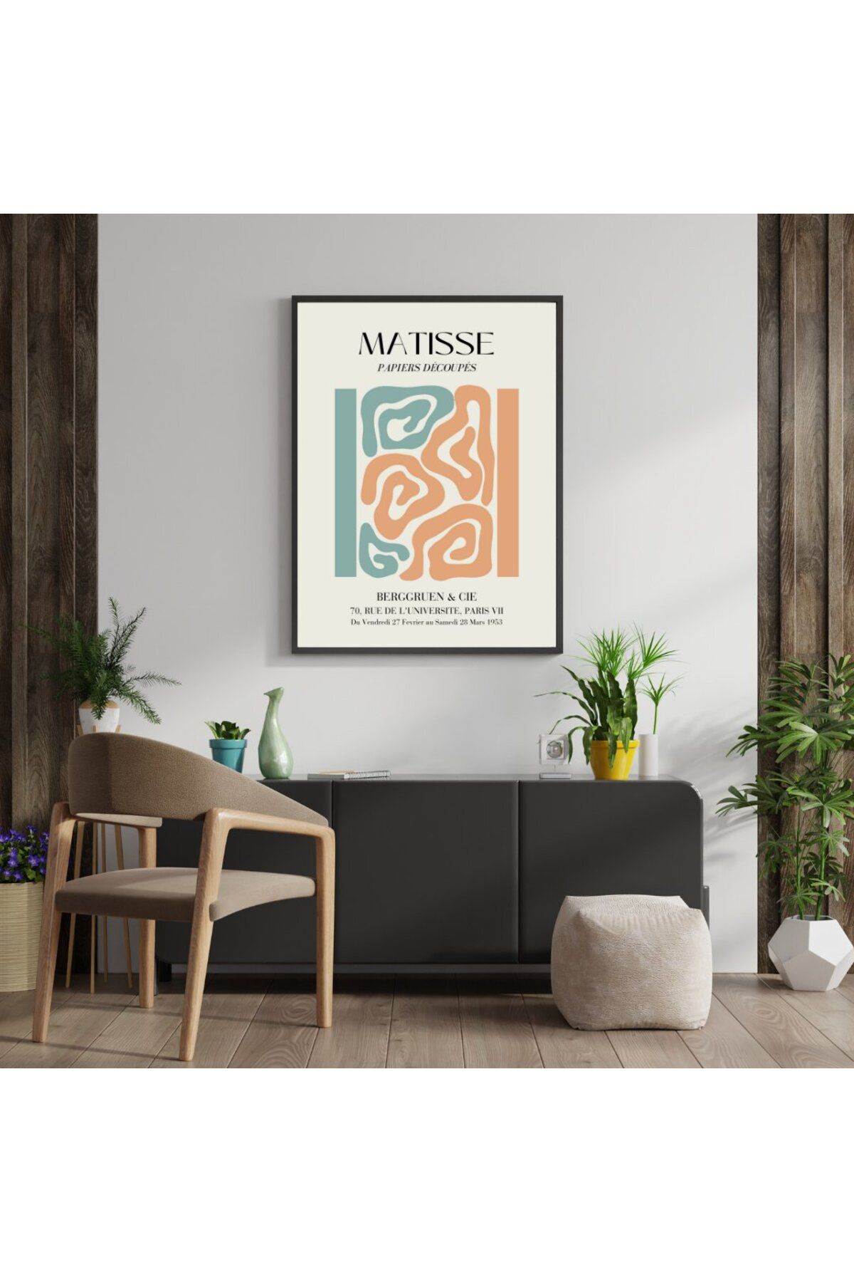 PRYDESIGN Matisse Turuncu ve Yeşil'in Büyüsü Duvar Tablosu Çerçeveli 3'lü Set