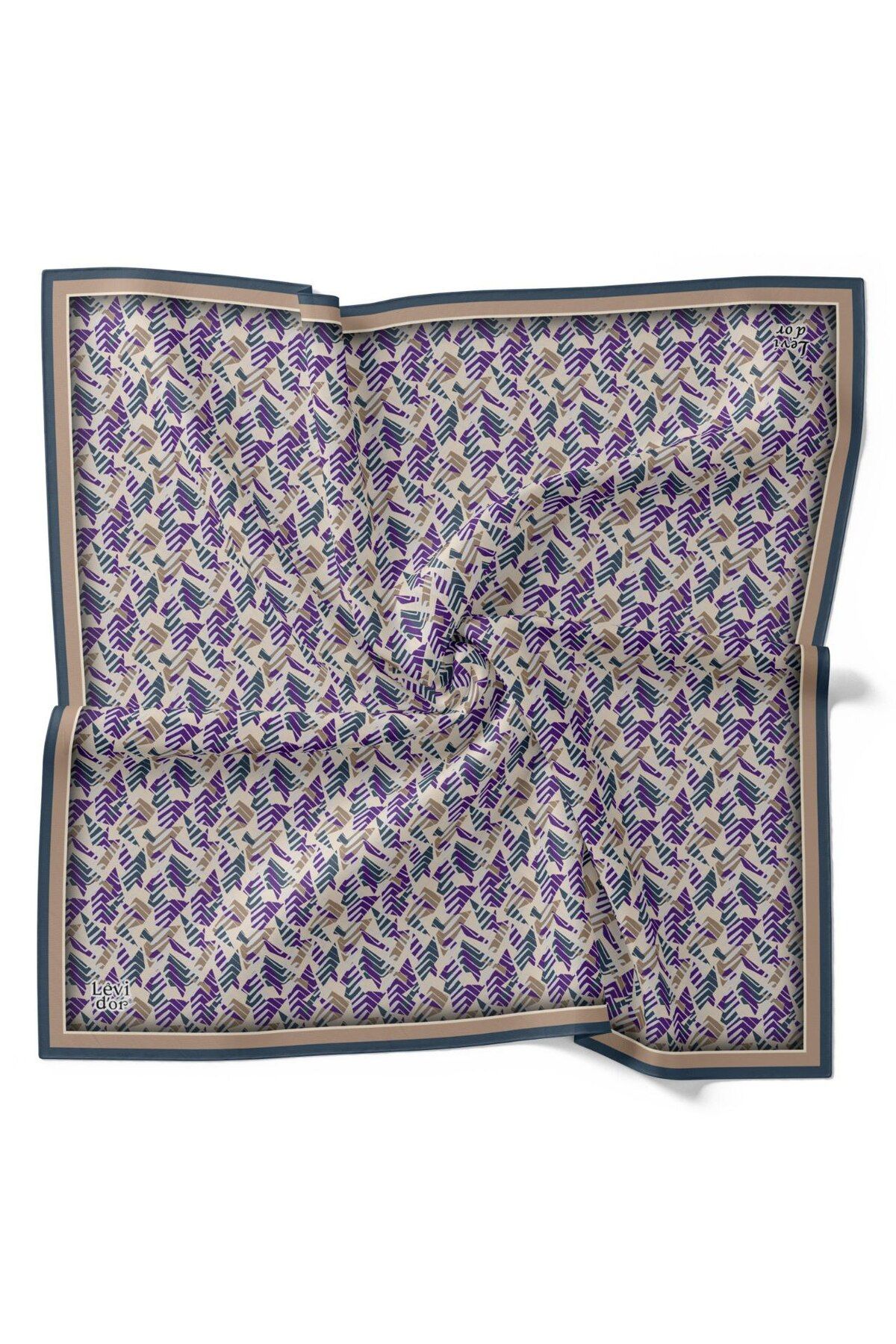 Levidor Geometrik Zigzag Desen Işıltılı Kristal Eşarp