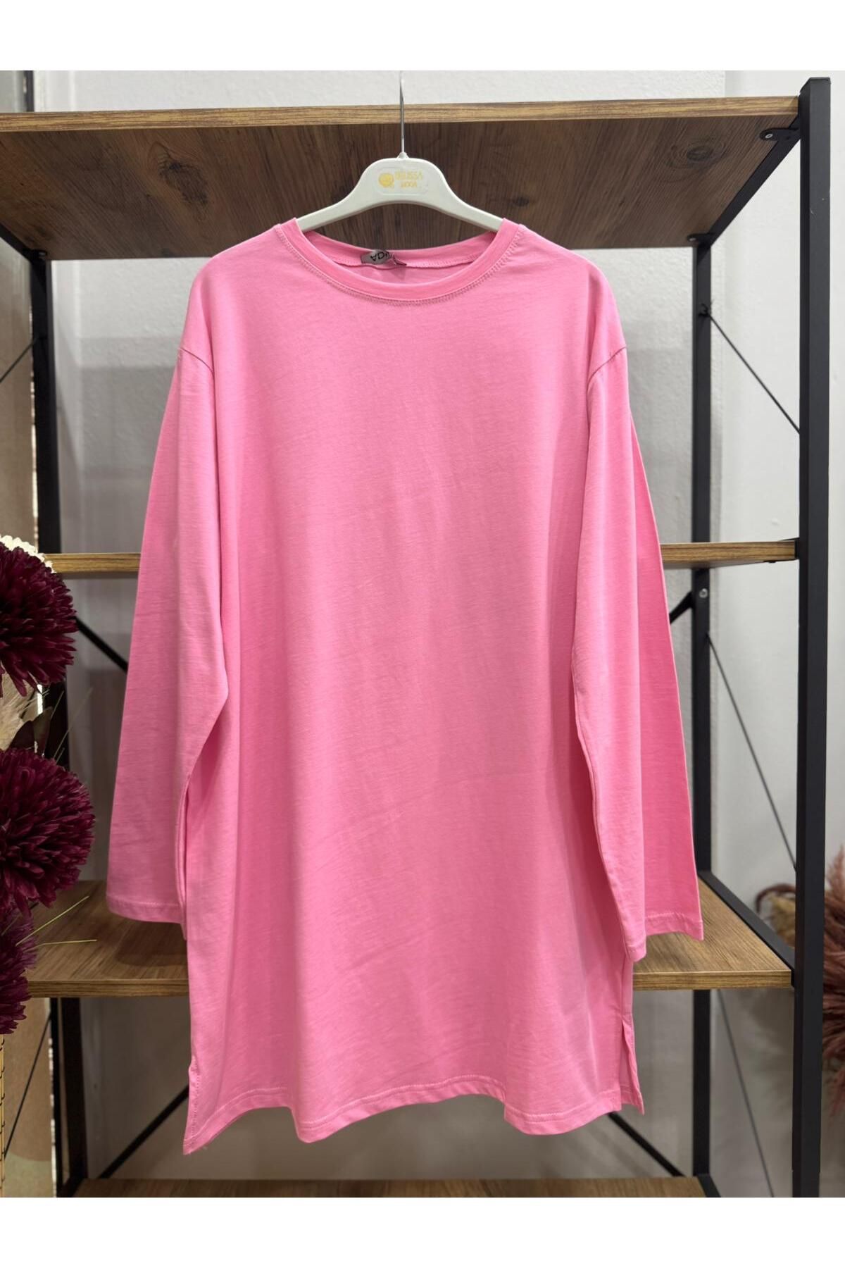 ÖZNE BUTİK Kadın %100 Pamuklu Bisiklet Yaka Basic Penye Tunik