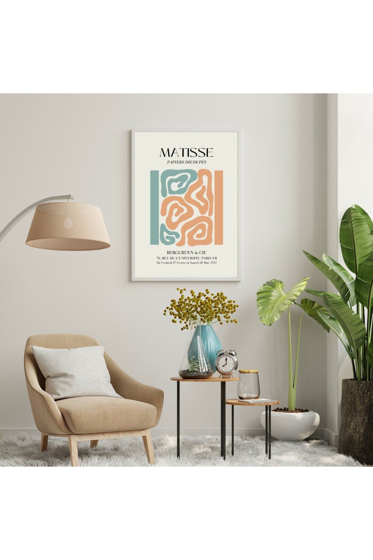 PRYDESIGN Matisse Turuncu ve Yeşil'in Büyüsü Duvar Tablosu Çerçeveli 3'lü Set