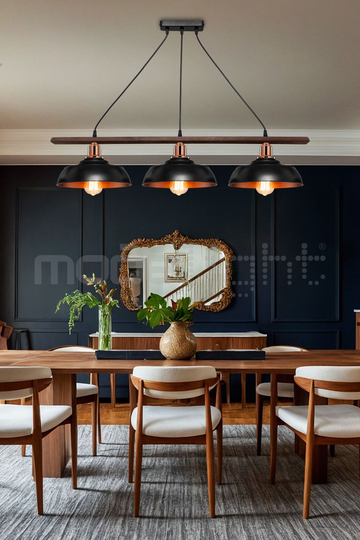 Modelight KARYA 3LÜ AHŞAP CEVİZ KASA - SİYAH-BAKIR ŞAPKA ( BAKIR KUKALI) SALON-OTURMA-ÇOCUK-YEMEK ODASI-MUTFAK