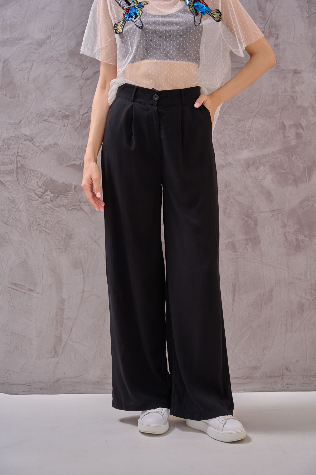 SHUGAA TEK DÜĞME PALAZZO PANTALON