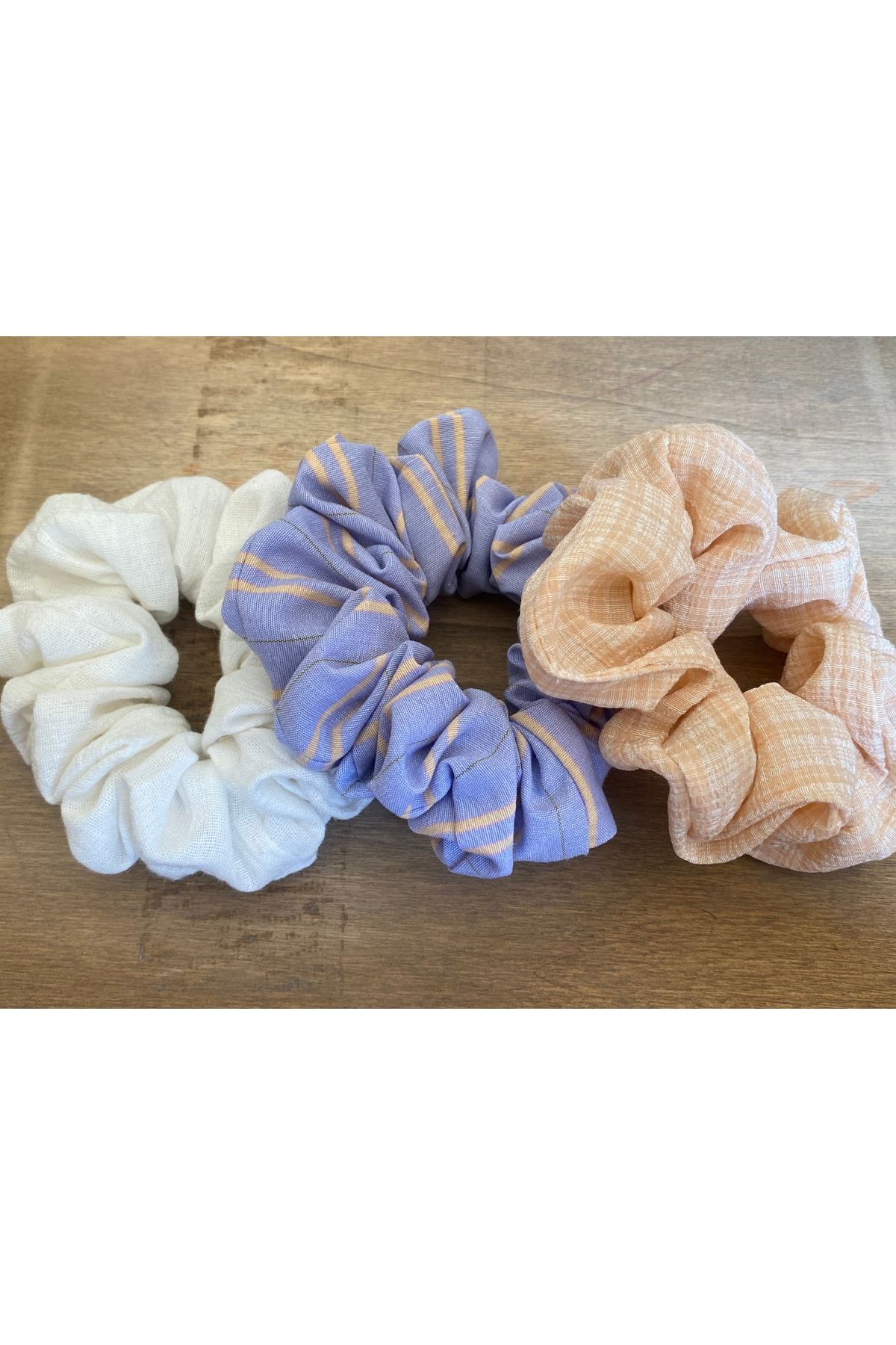 Amore De Fiori Çizgili Desenli Scrunchie Toka Set 3'lü