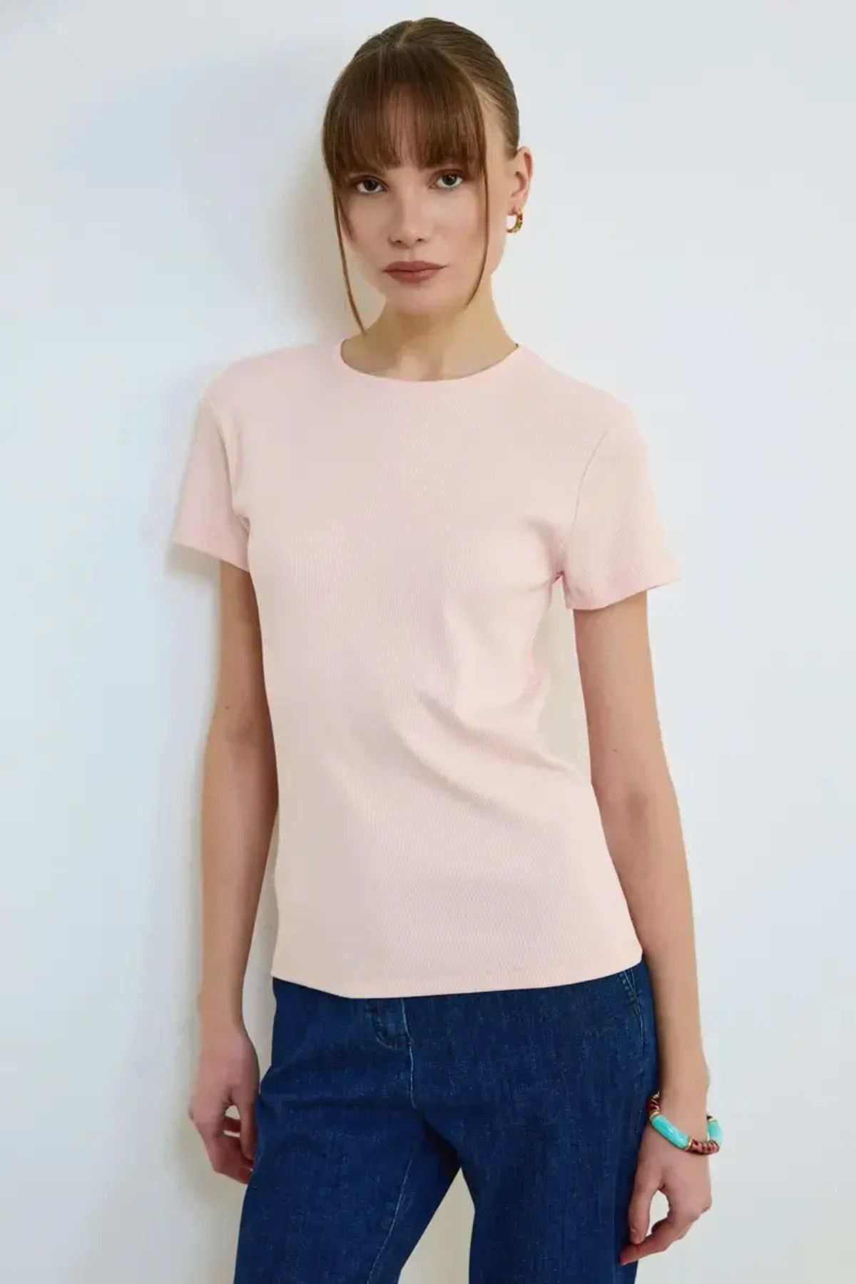 Gusto-Tricou camisole din bumbac cu decolteu - pudra 4