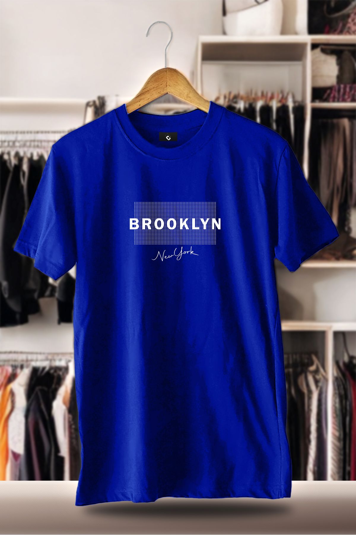 C&C OKULCUNUZ Pamuklu Oversize Baskılı 3 İplik Şardonlu Saks T-Shirt | Brooklyn Şehir Baskı