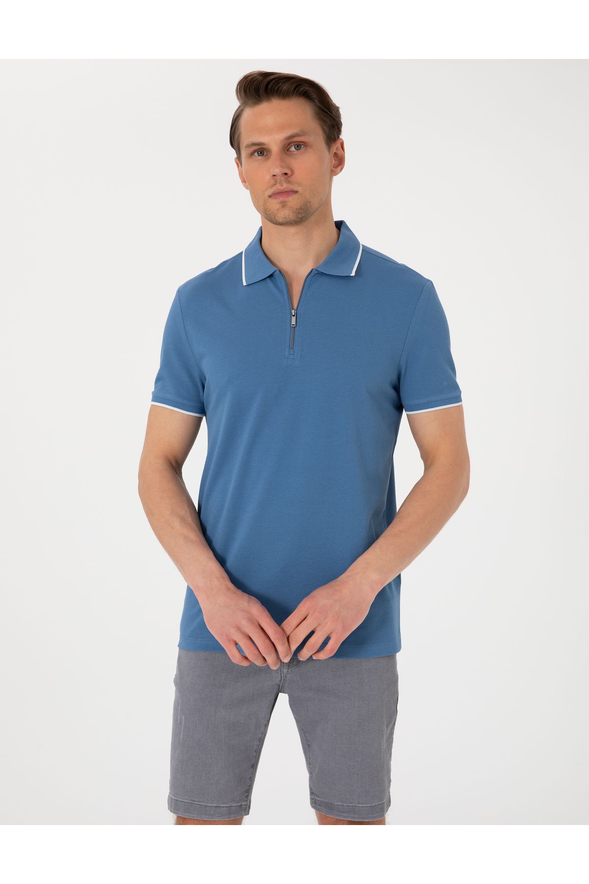 Pierre Cardin Koyu Mavi Slim Fit Polo Yaka Tişört 50307516-VR032