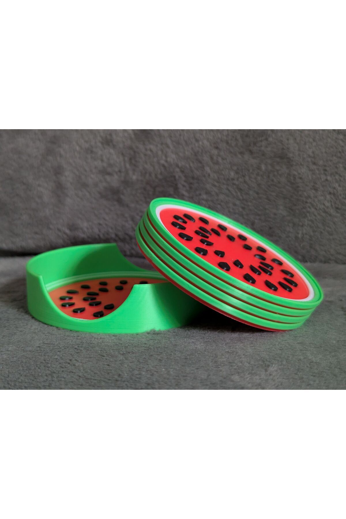 Lunera Accessories 4’lü 3D Karpuz Desenli Bardak Altlığı