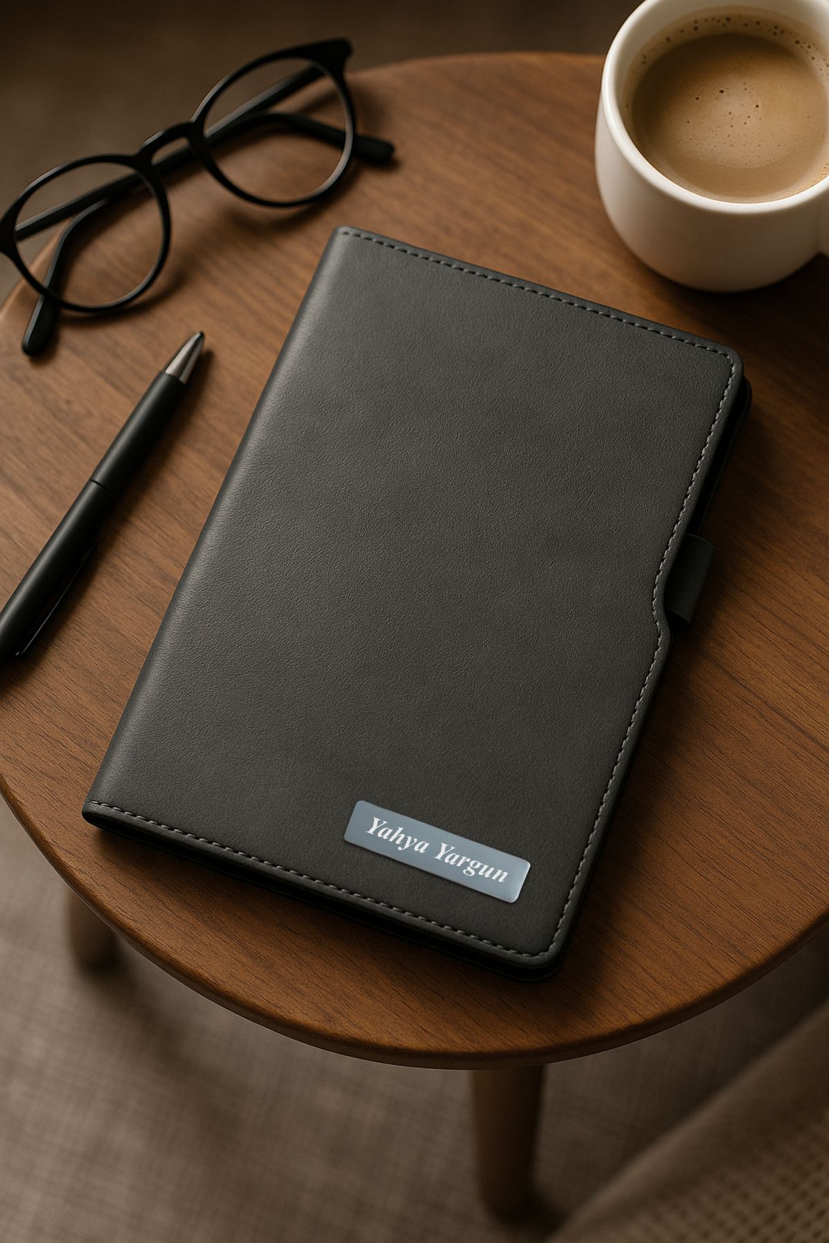 inkglo Kişiye Özel Siyah Sert Kapaklı Çizgili Defter 14x21cm 224 Sayfa Hediyelik Defter
