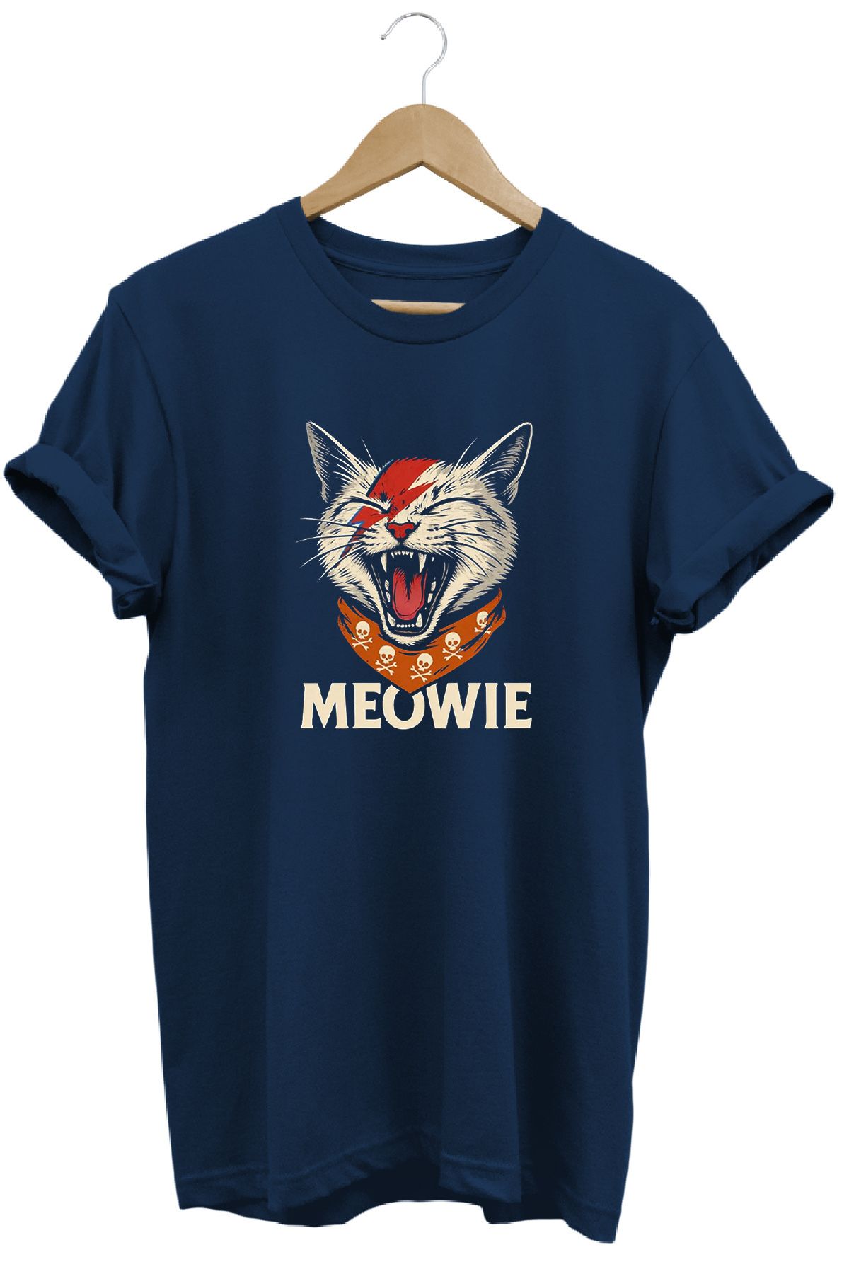 remonz Meow Kedi Baskılı %100 Pamuk Regular Fit Bisiklet Yaka T-shirt