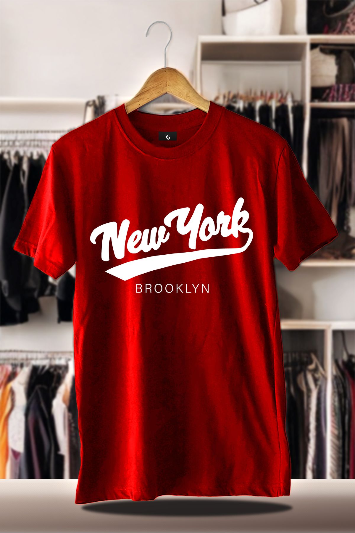 C&C OKULCUNUZ Pamuklu Oversize Baskılı 3 İplik Şardonlu Kırmızı T-Shirt | New York Şehir Baskı