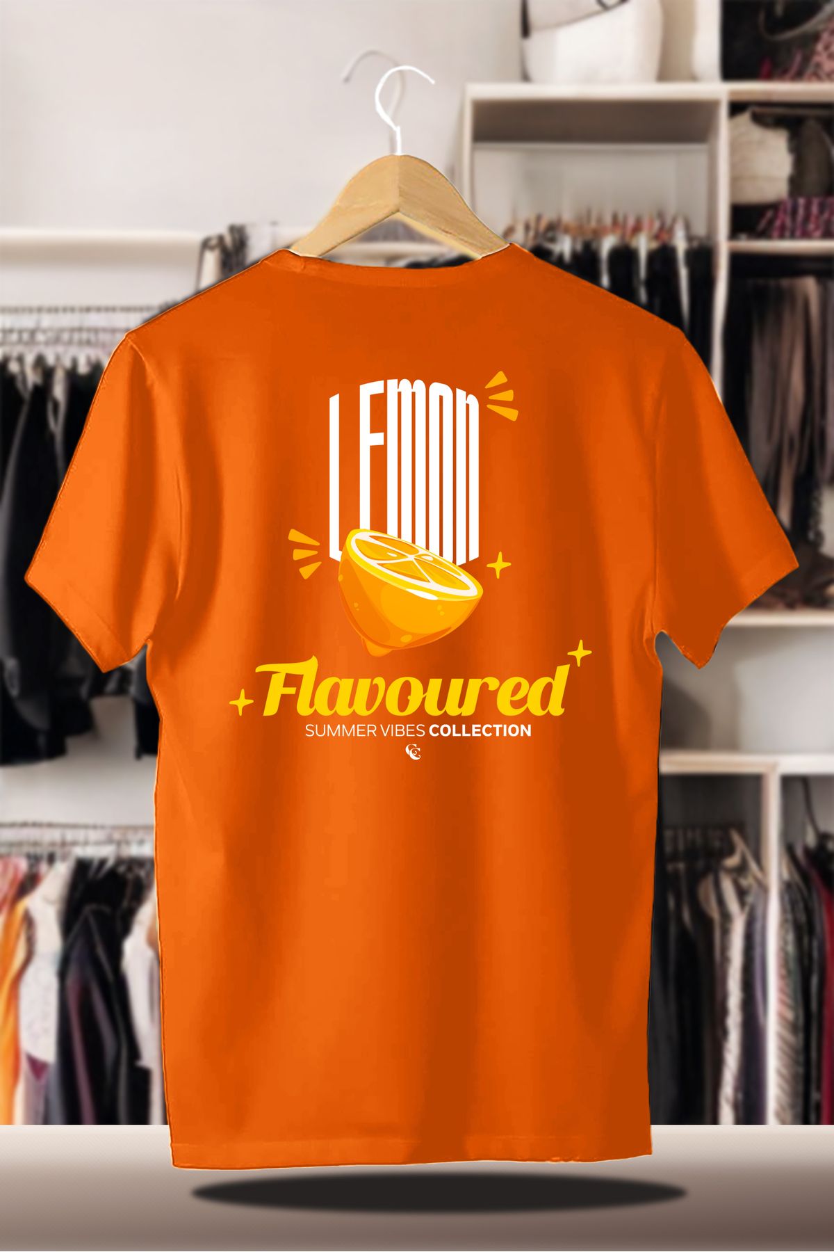 C&C OKULCUNUZ Pamuklu Oversize Baskılı 3 İplik Şardonlu Turuncu T-Shirt | Summer Yaz Lemon Limon Flavoured