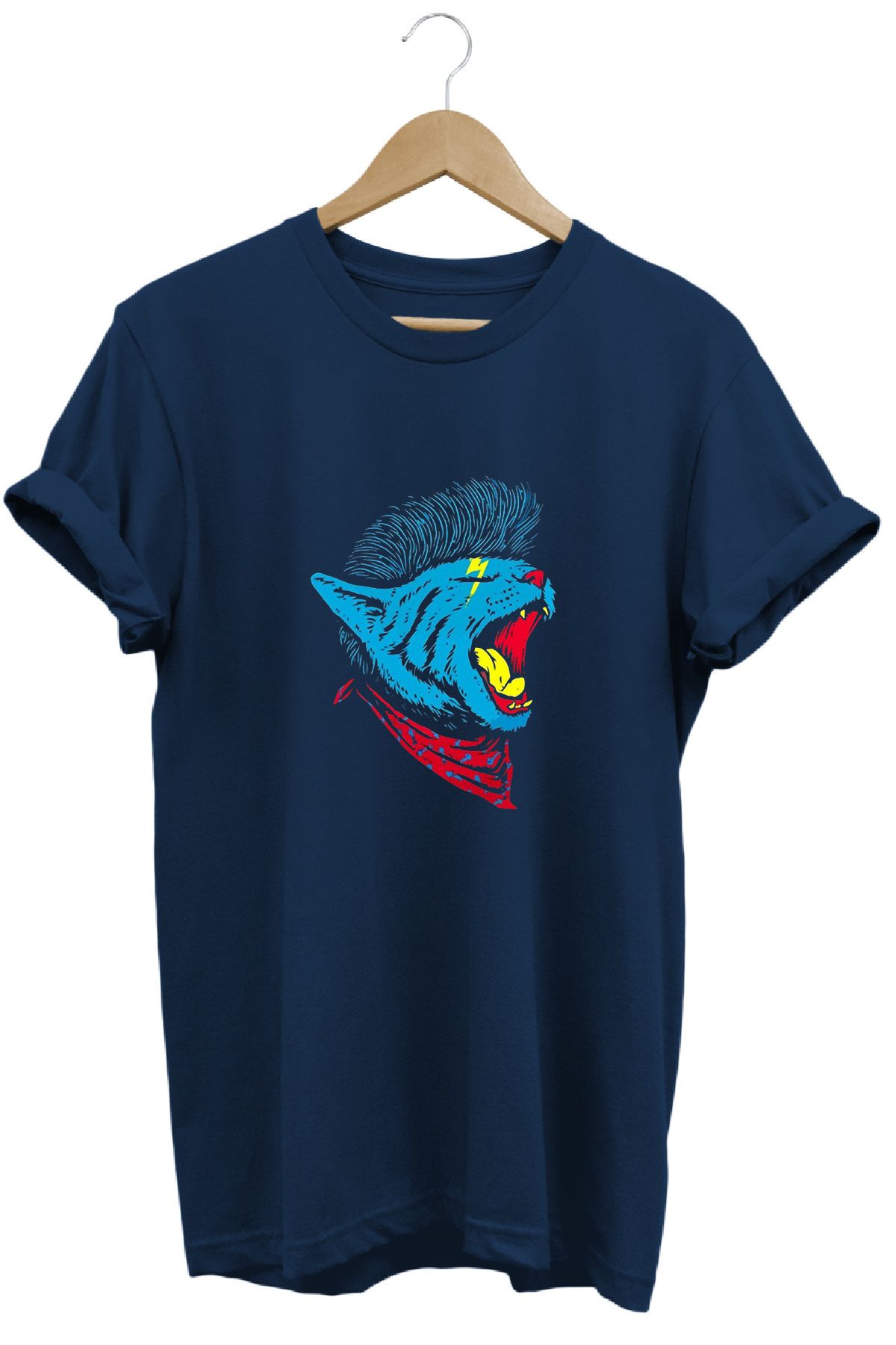 remonz Cat Kedi Baskılı %100 Pamuk Regular Fit Bisiklet Yaka T-shirt