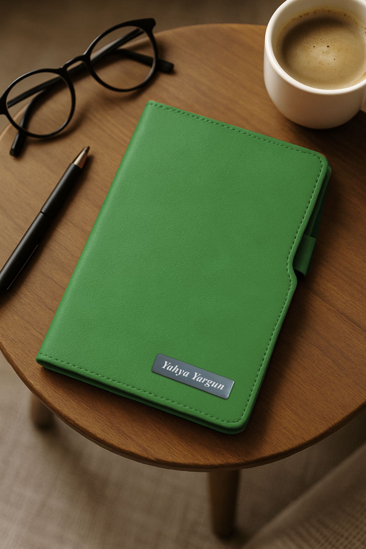 inkglo Kişiye Özel Yeşil Sert Kapaklı Çizgili Defter 14x21cm 224 Sayfa Hediyelik Defter