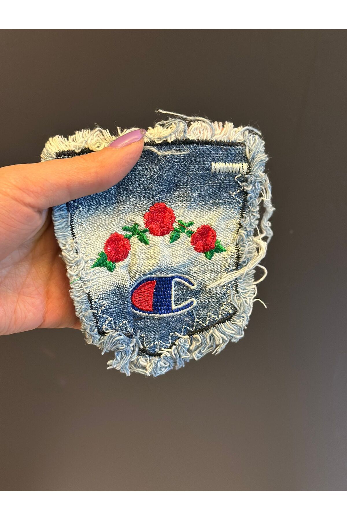 Gönülden Tasarım NAKIŞ İŞLEME ÇİÇEKLİ KOT ARMA DİKİŞ APLİKE CEP APLİKE 12X10 CM